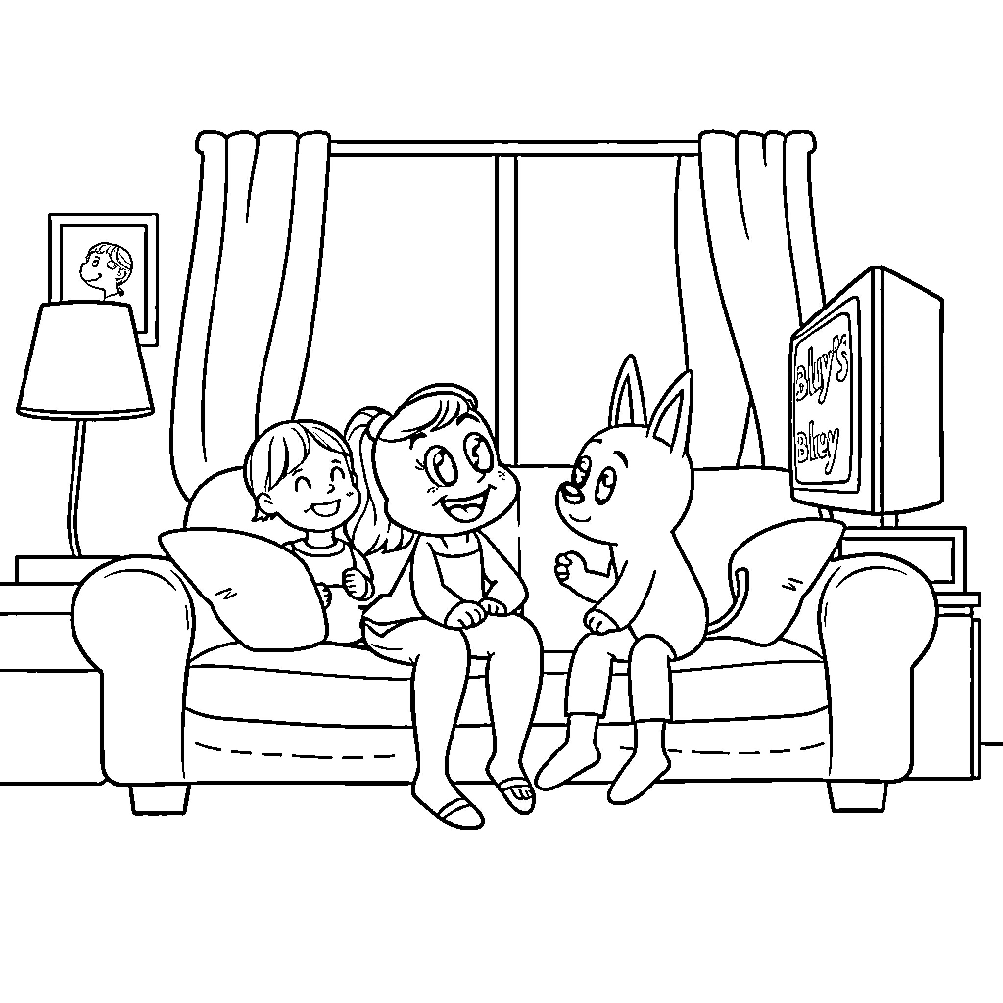 Siblings relaxing and enjoying time together Coloring Page (free black-and-white line drawing printable PDF for all, from beginners to advanced learners, including children, teens, adults, and seniors)