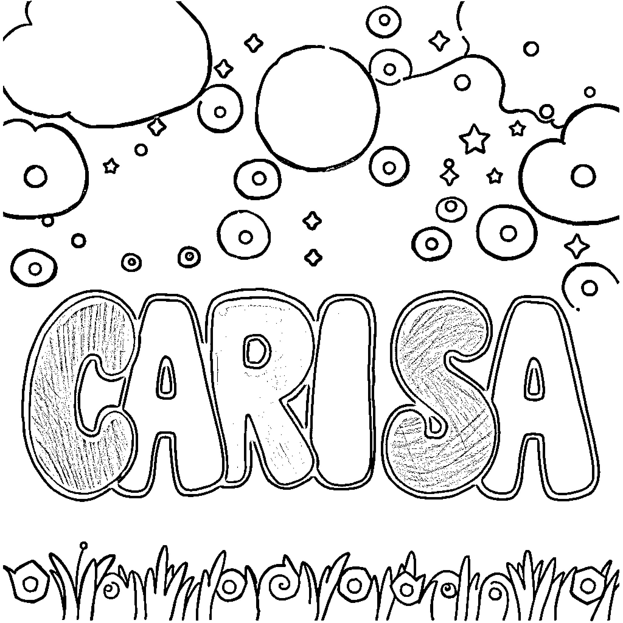 Carissa's Colorful Doodles and Playful Shapes Coloring Page (free black-and-white line drawing printable PDF for all, from beginners to advanced learners, including children, teens, adults, and seniors)