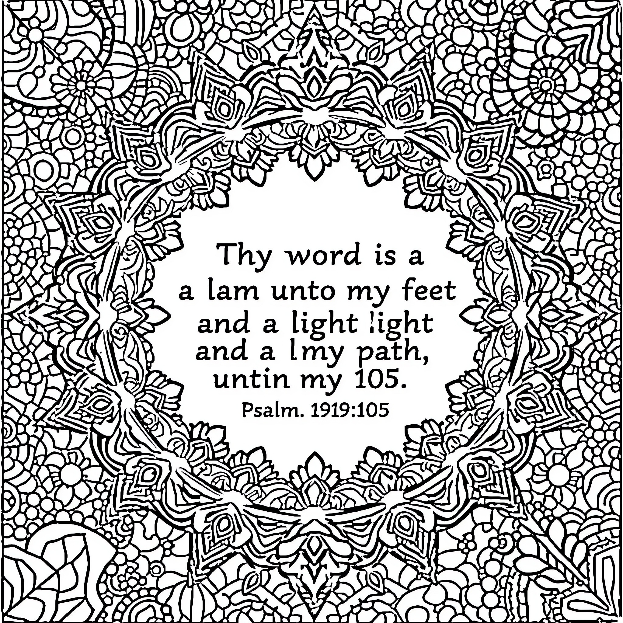 Zen Tangle with Inspirational Quote Coloring Page (free black-and-white line drawing printable PDF for all, from beginners to advanced learners, including children, teens, adults, and seniors)