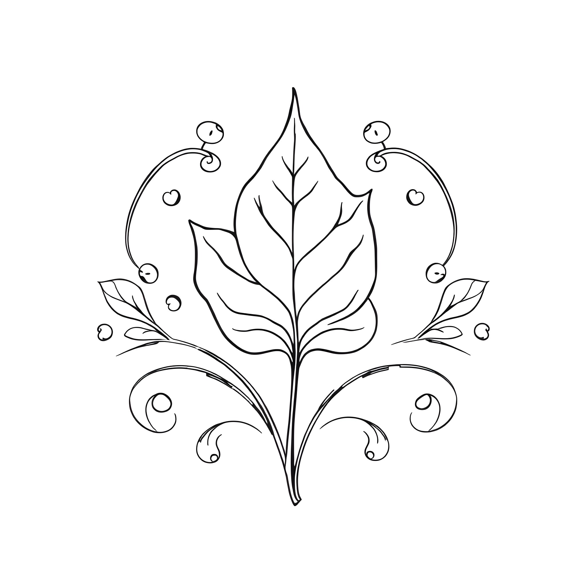 Bilva Leaf Artistic Floral Design Coloring Page (free black-and-white line drawing printable PDF for all, from beginners to advanced learners, including children, teens, adults, and seniors)