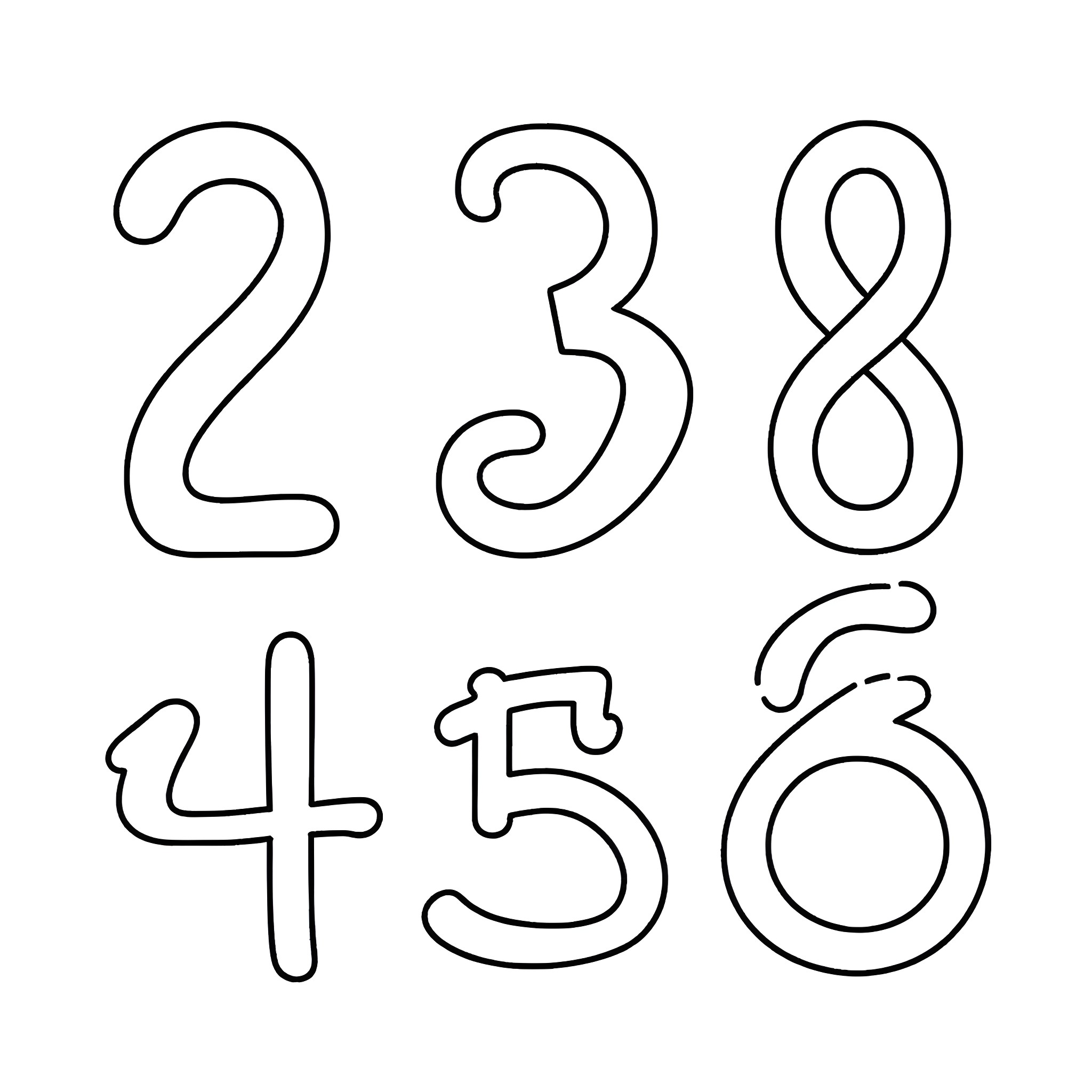 Number set of flowing abstract numbers Coloring Page (free black-and-white line drawing printable PDF for all, from beginners to advanced learners, including children, teens, adults, and seniors)