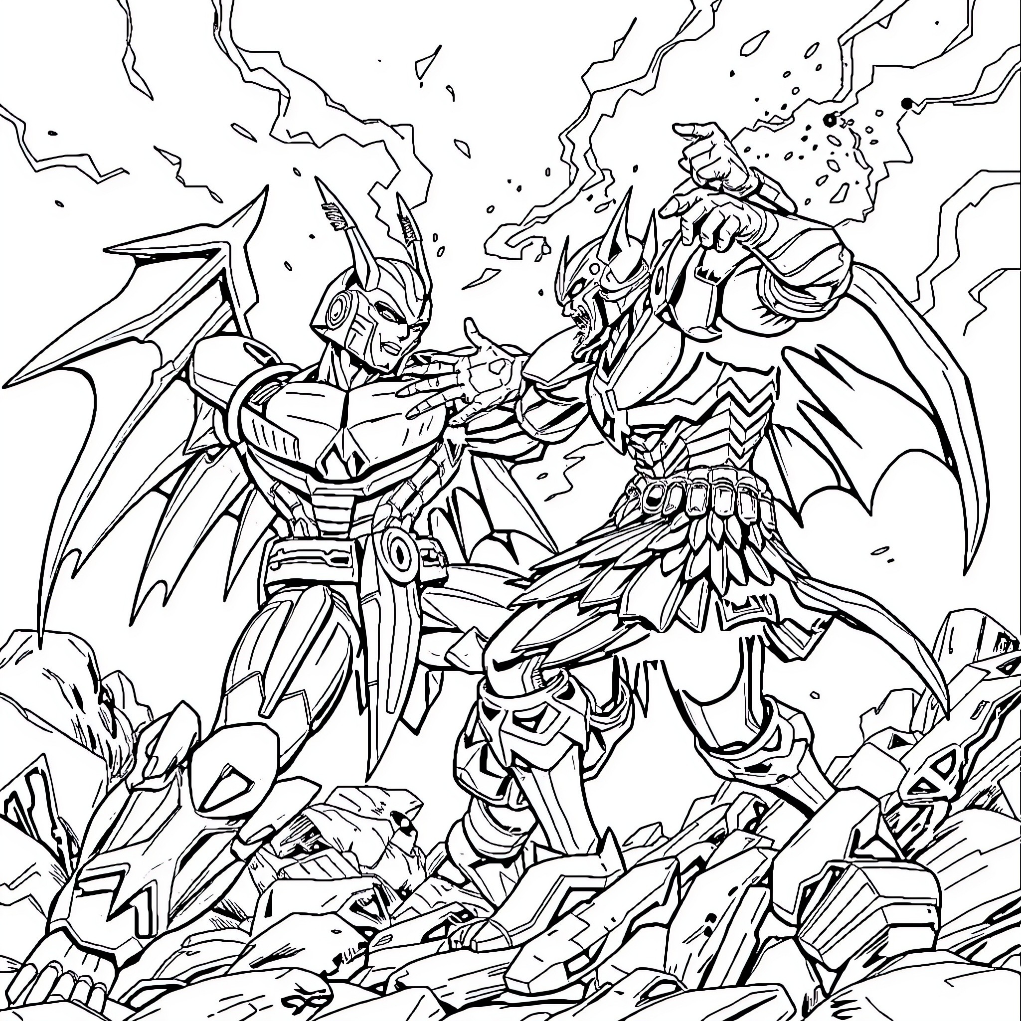 Mastermold's Monstrous Mayhem Coloring Page (free black-and-white line drawing printable PDF for all, from beginners to advanced learners, including children, teens, adults, and seniors)