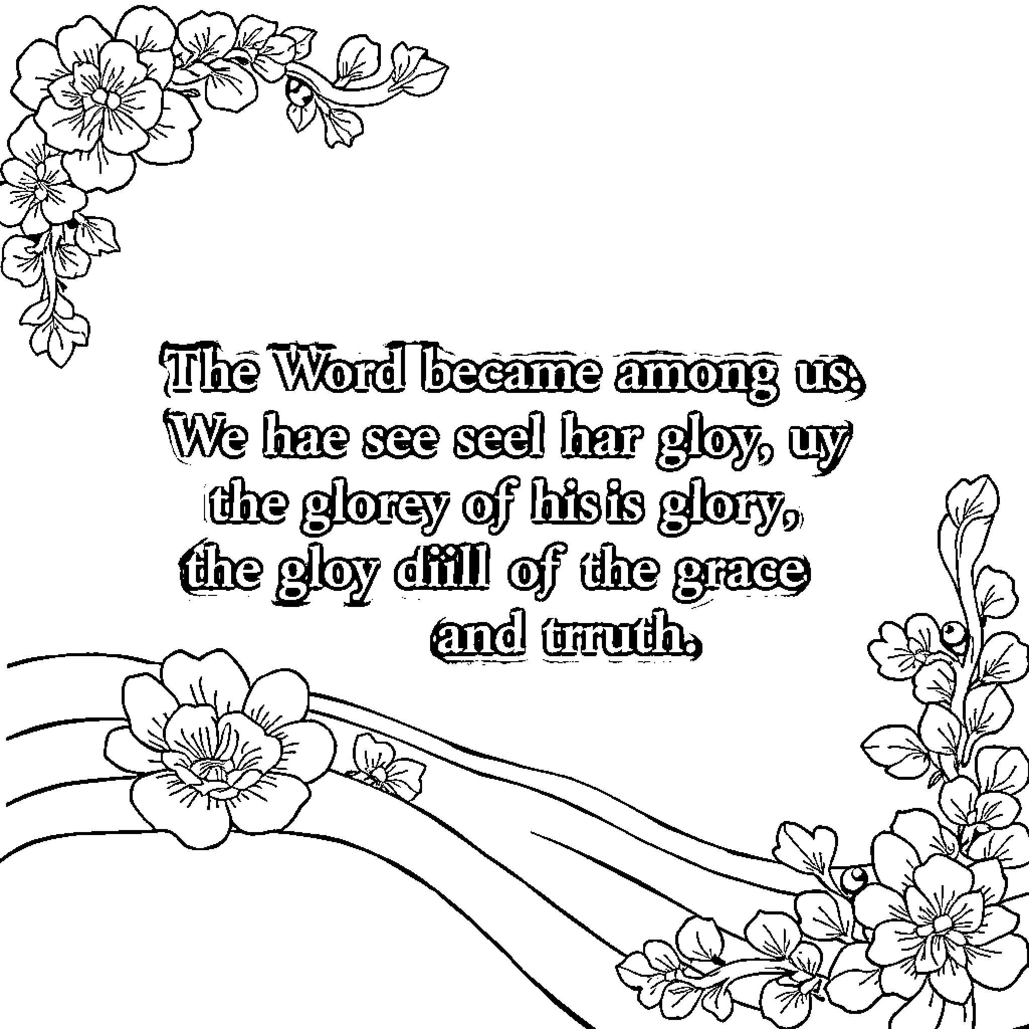 Word among us: The glory and grace of truth Coloring Page (free black-and-white line drawing printable PDF for all, from beginners to advanced learners, including children, teens, adults, and seniors)