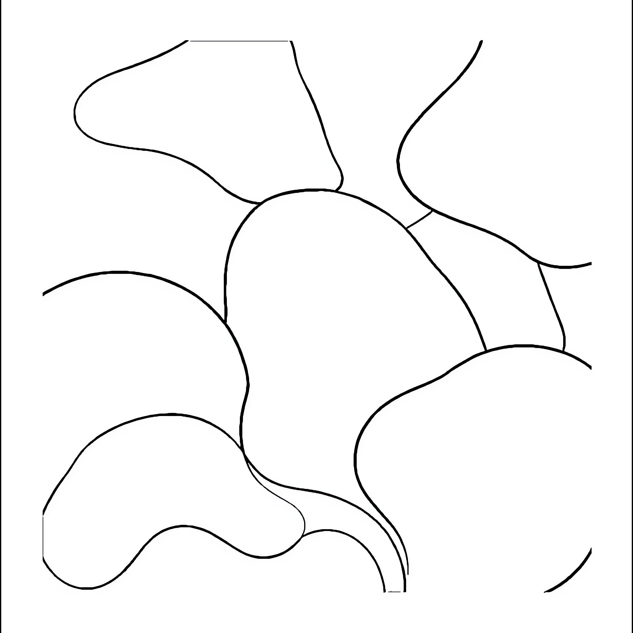 Abstract Art of Organic Shapes and Lines Coloring Page (free black-and-white line drawing printable PDF for all, from beginners to advanced learners, including children, teens, adults, and seniors)