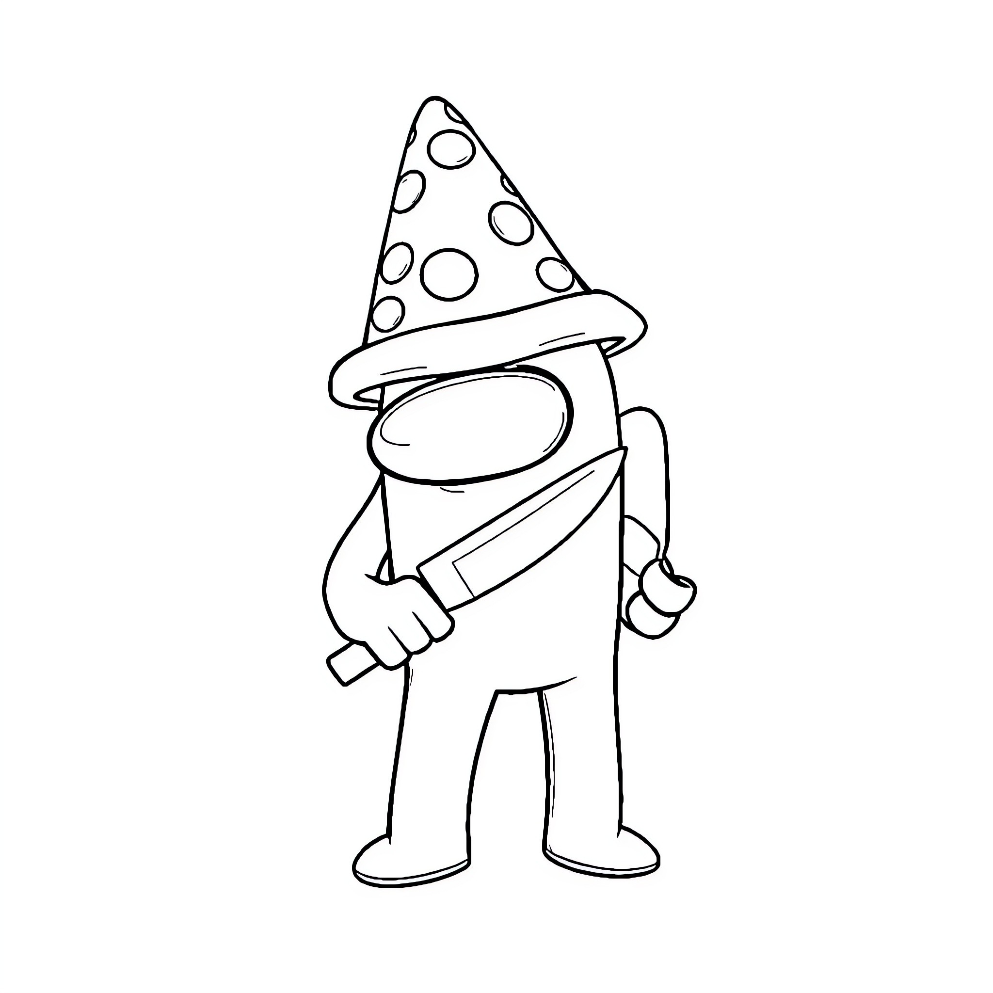 Among Us Character in Party Hat Coloring Page (free black-and-white line drawing printable PDF for all, from beginners to advanced learners, including children, teens, adults, and seniors)