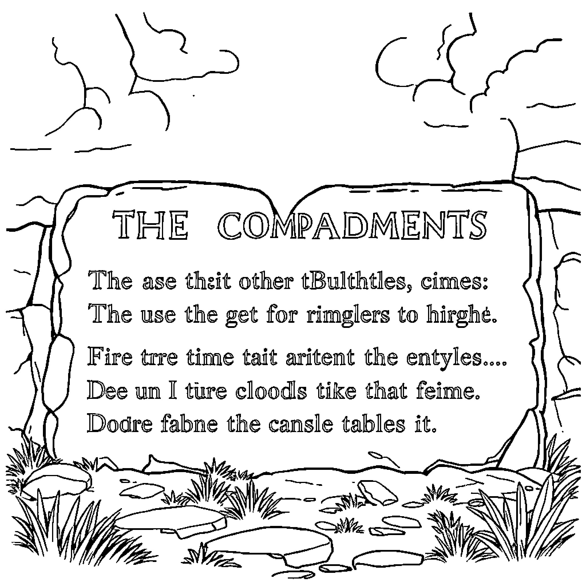 Commandment for the Compadments Coloring Page (free black-and-white line drawing printable PDF for all, from beginners to advanced learners, including children, teens, adults, and seniors)