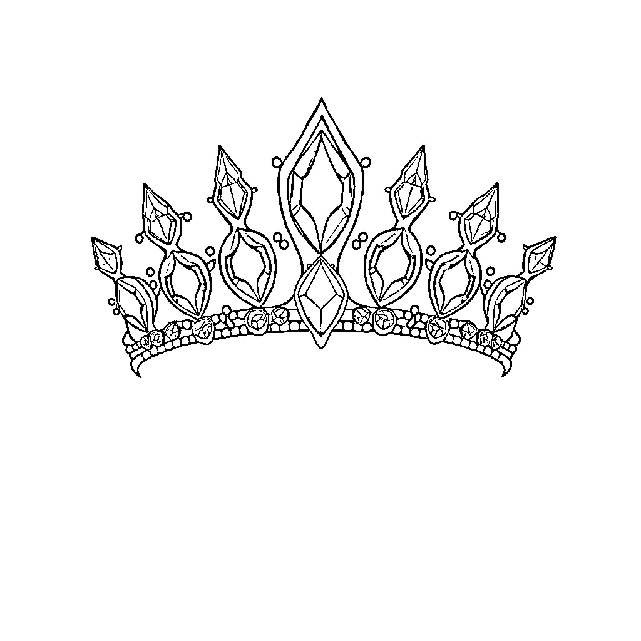 Crown of shining gems and splendor Coloring Page (free black-and-white line drawing printable PDF for all, from beginners to advanced learners, including children, teens, adults, and seniors)