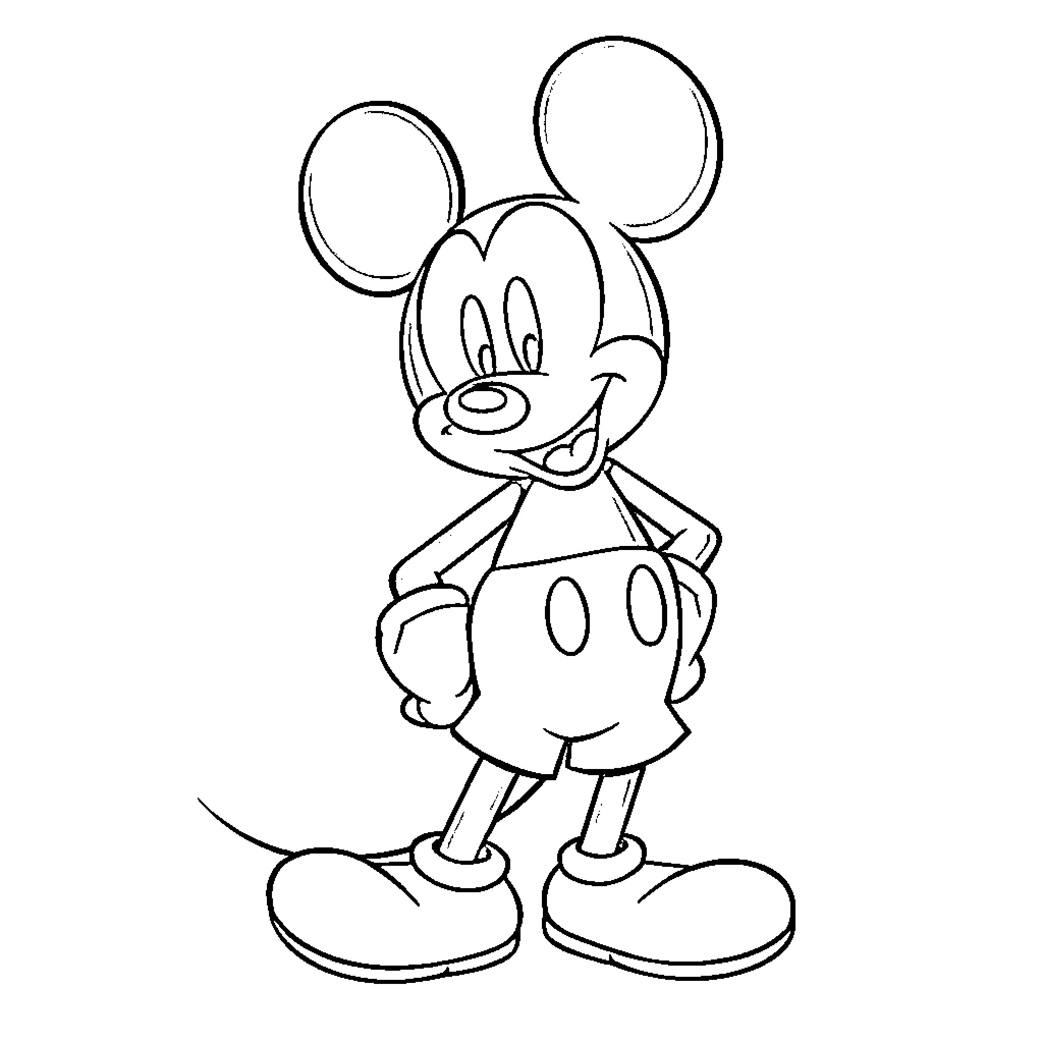 Mickey Mouse in a simple sketch Coloring Page (free black-and-white line drawing printable PDF for all, from beginners to advanced learners, including children, teens, adults, and seniors)