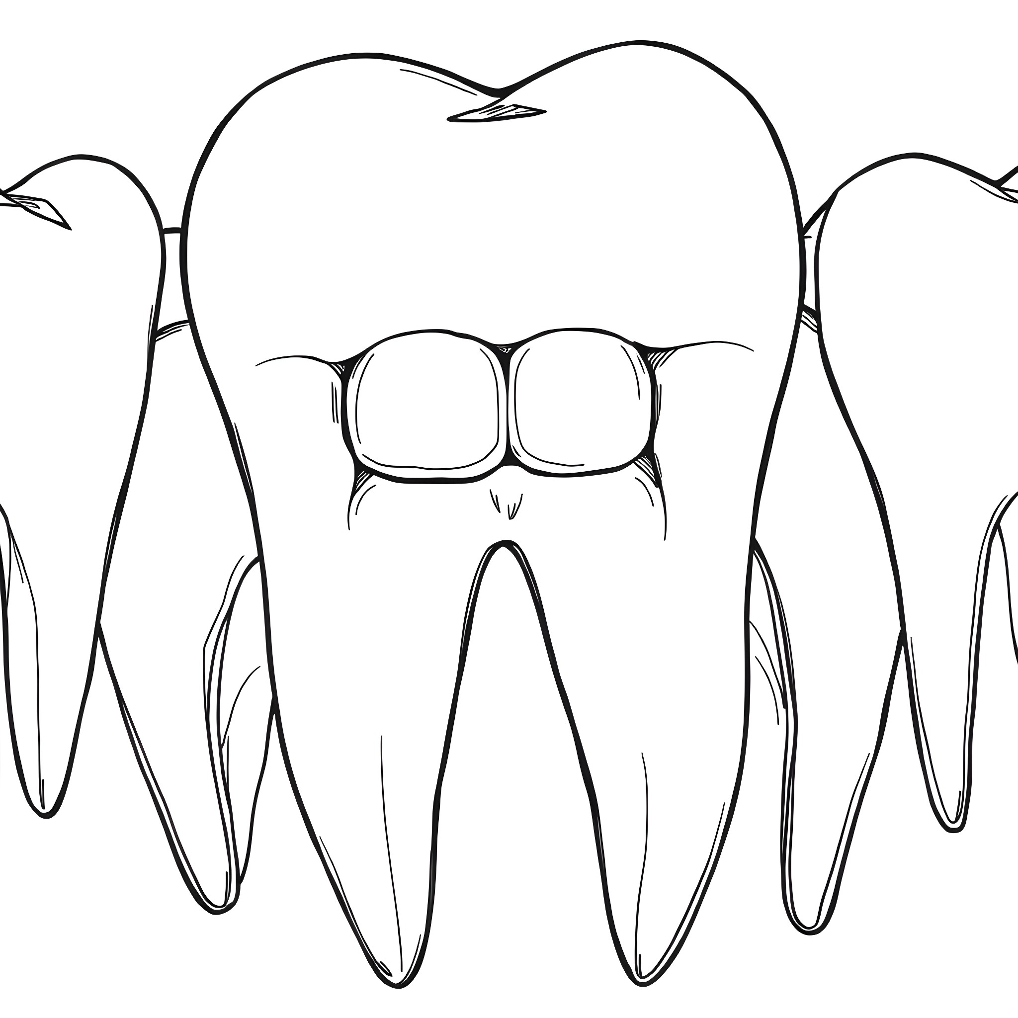 Tooth structure on a simple black and white illustration Coloring Page (free black-and-white line drawing printable PDF for all, from beginners to advanced learners, including children, teens, adults, and seniors)