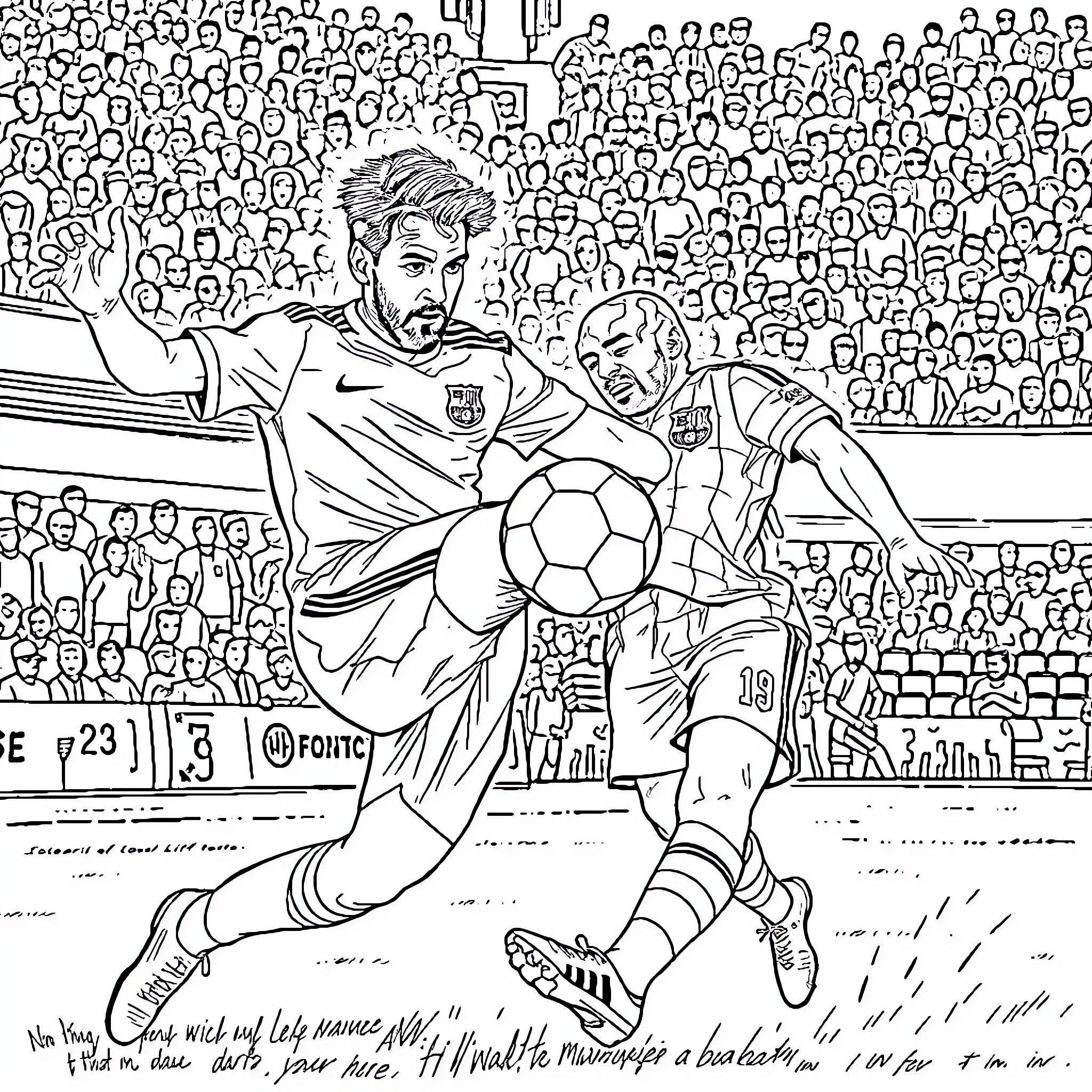 Martin Odegaard in action on the football pitch Coloring Page (free black-and-white line drawing printable PDF for all, from beginners to advanced learners, including children, teens, adults, and seniors)