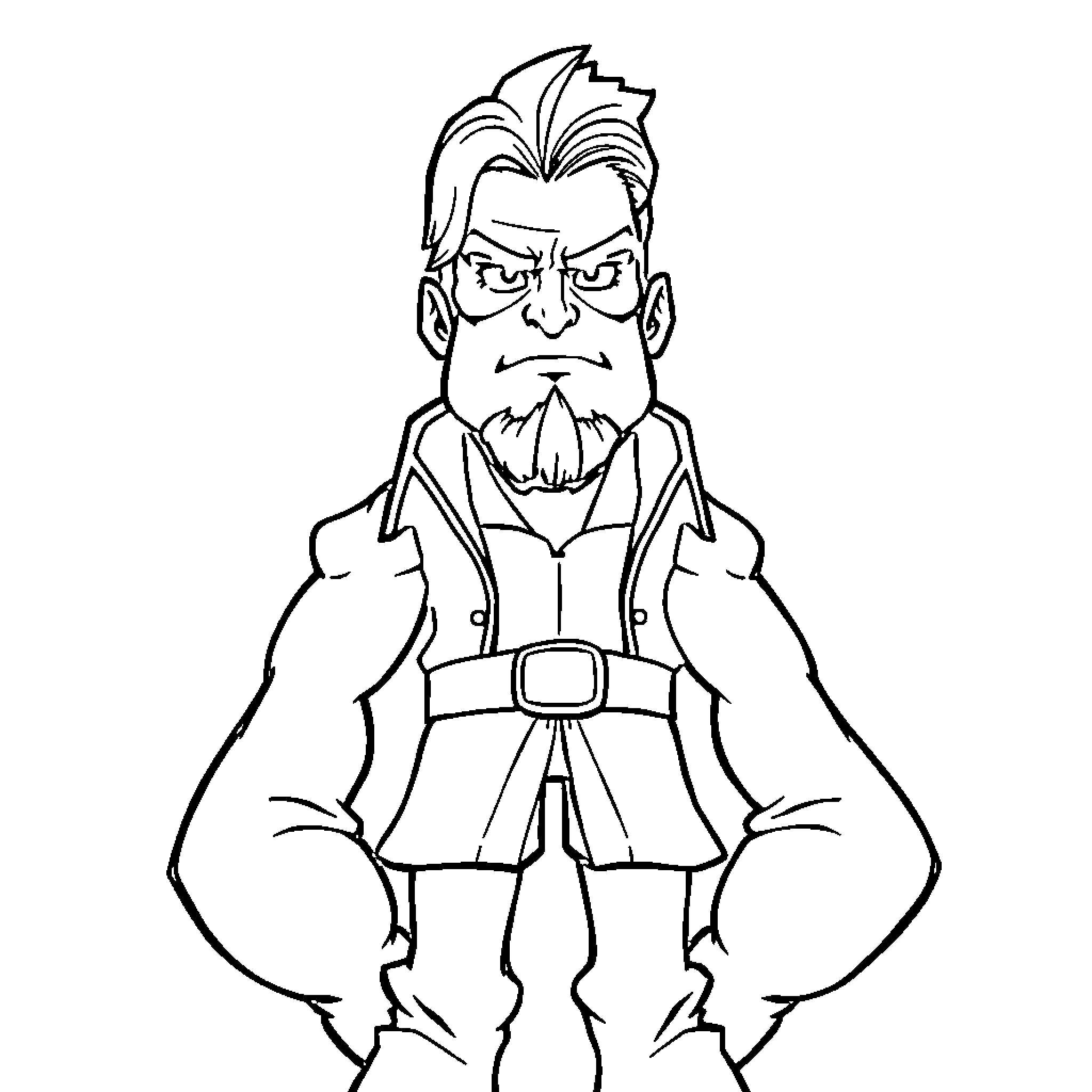 Choso - Stern-faced male character in superhero attire Coloring Page (free black-and-white line drawing printable PDF for all, from beginners to advanced learners, including children, teens, adults, and seniors)