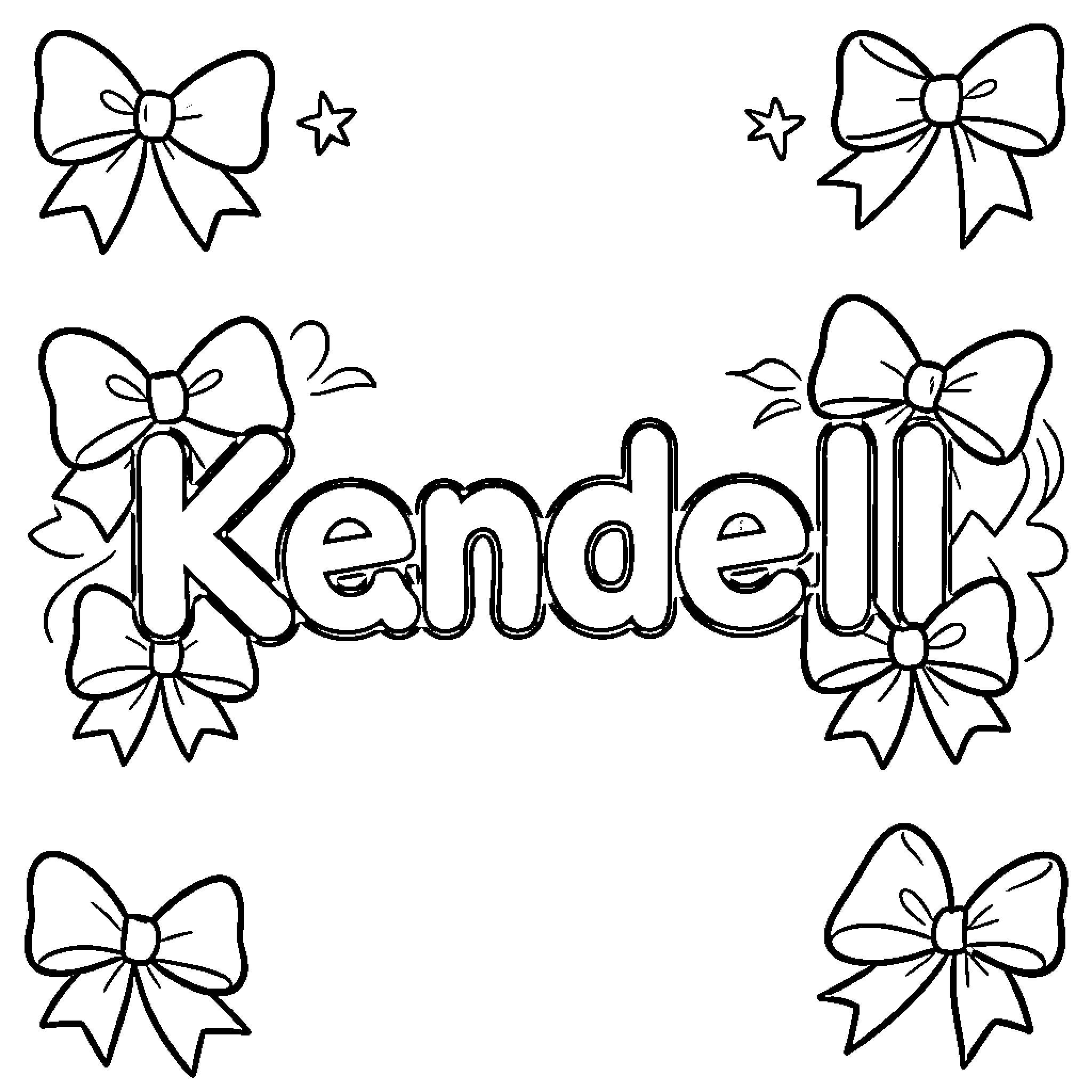 Kendall's Colorful Bow Illustrations Coloring Page (free black-and-white line drawing printable PDF for all, from beginners to advanced learners, including children, teens, adults, and seniors)