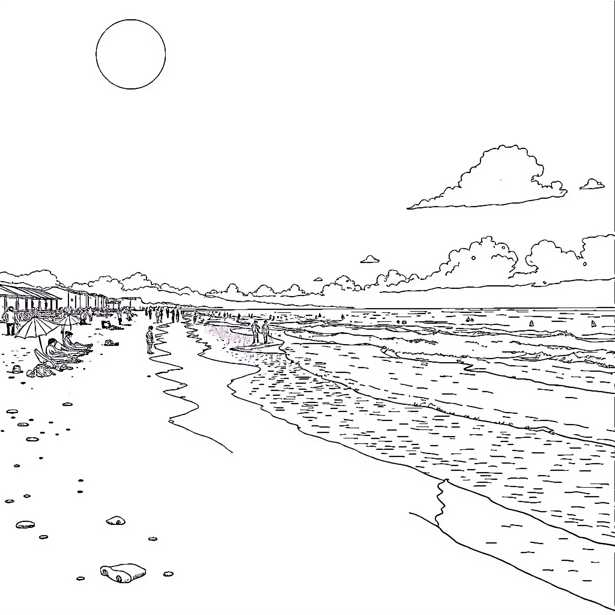 Guy Roux relaxing on the beach Coloring Page (free black-and-white line drawing printable PDF for all, from beginners to advanced learners, including children, teens, adults, and seniors)