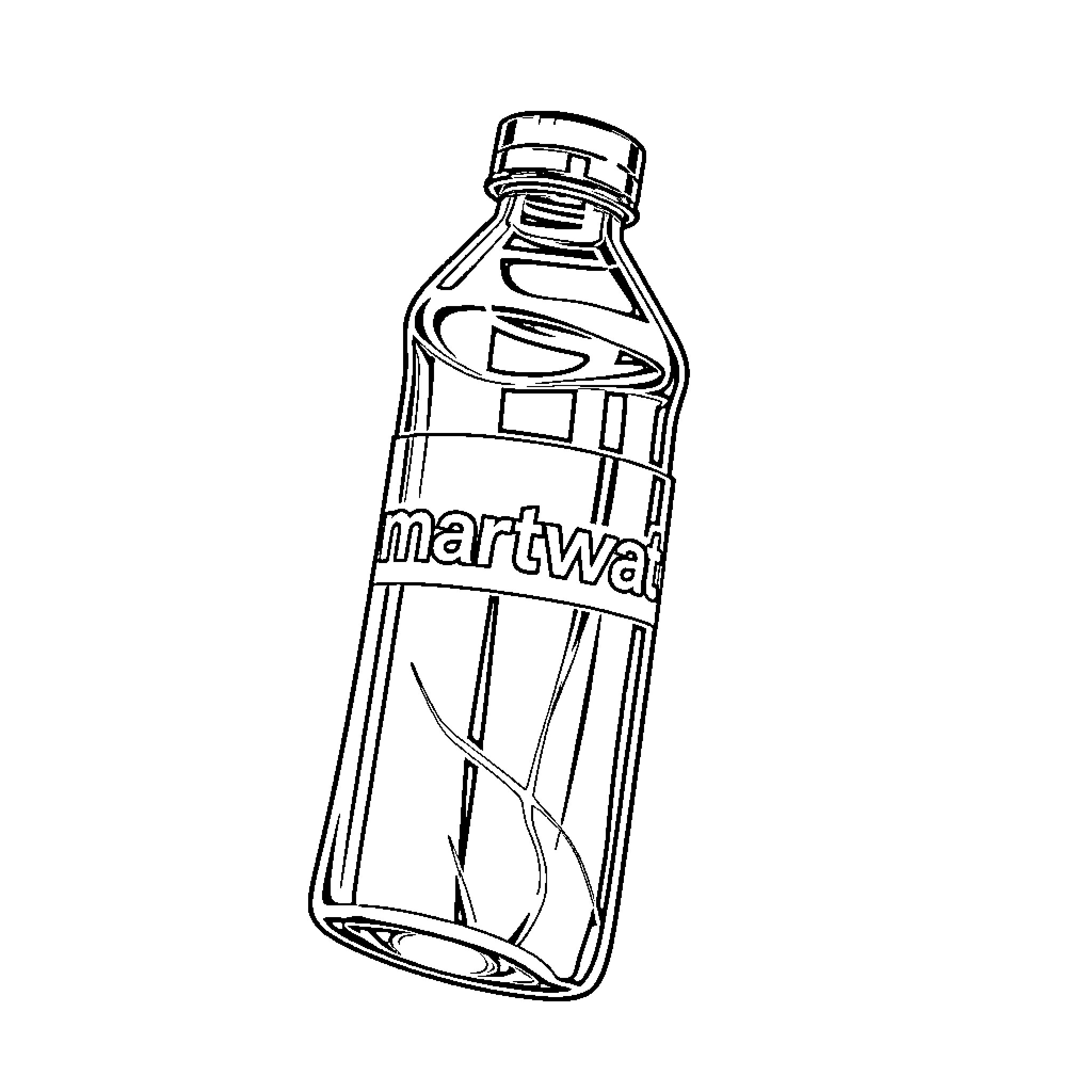 Water Bottle with Distinctive Branding Coloring Page (free black-and-white line drawing printable PDF for all, from beginners to advanced learners, including children, teens, adults, and seniors)