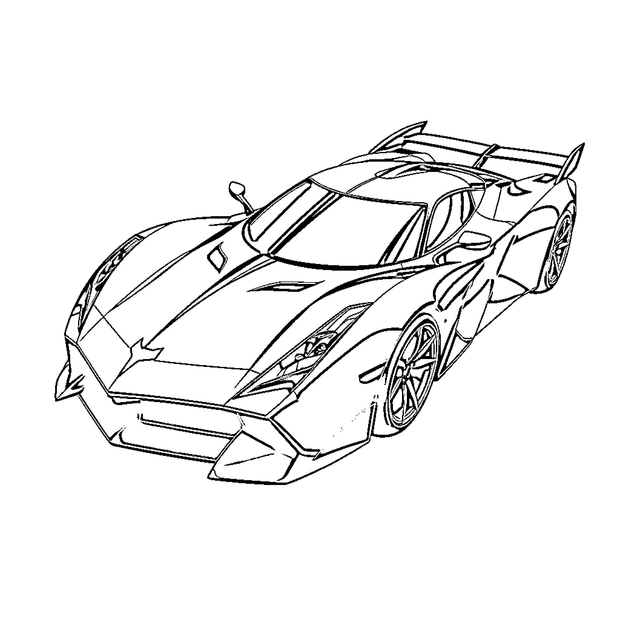Batmobile racing on the track Coloring Page (free black-and-white line drawing printable PDF for all, from beginners to advanced learners, including children, teens, adults, and seniors)
