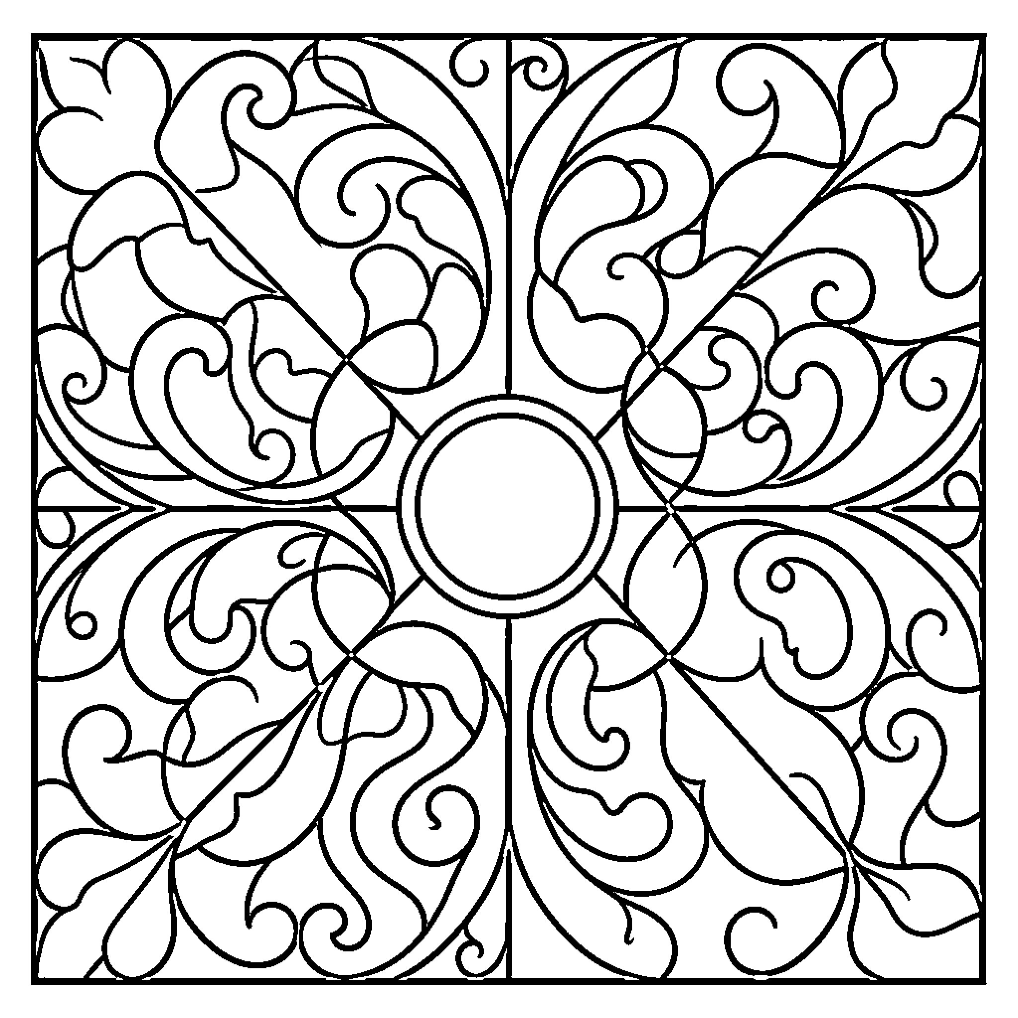 Abstraction of flowing organic patterns and swirling flourishes Coloring Page (free black-and-white line drawing printable PDF for all, from beginners to advanced learners, including children, teens, adults, and seniors)