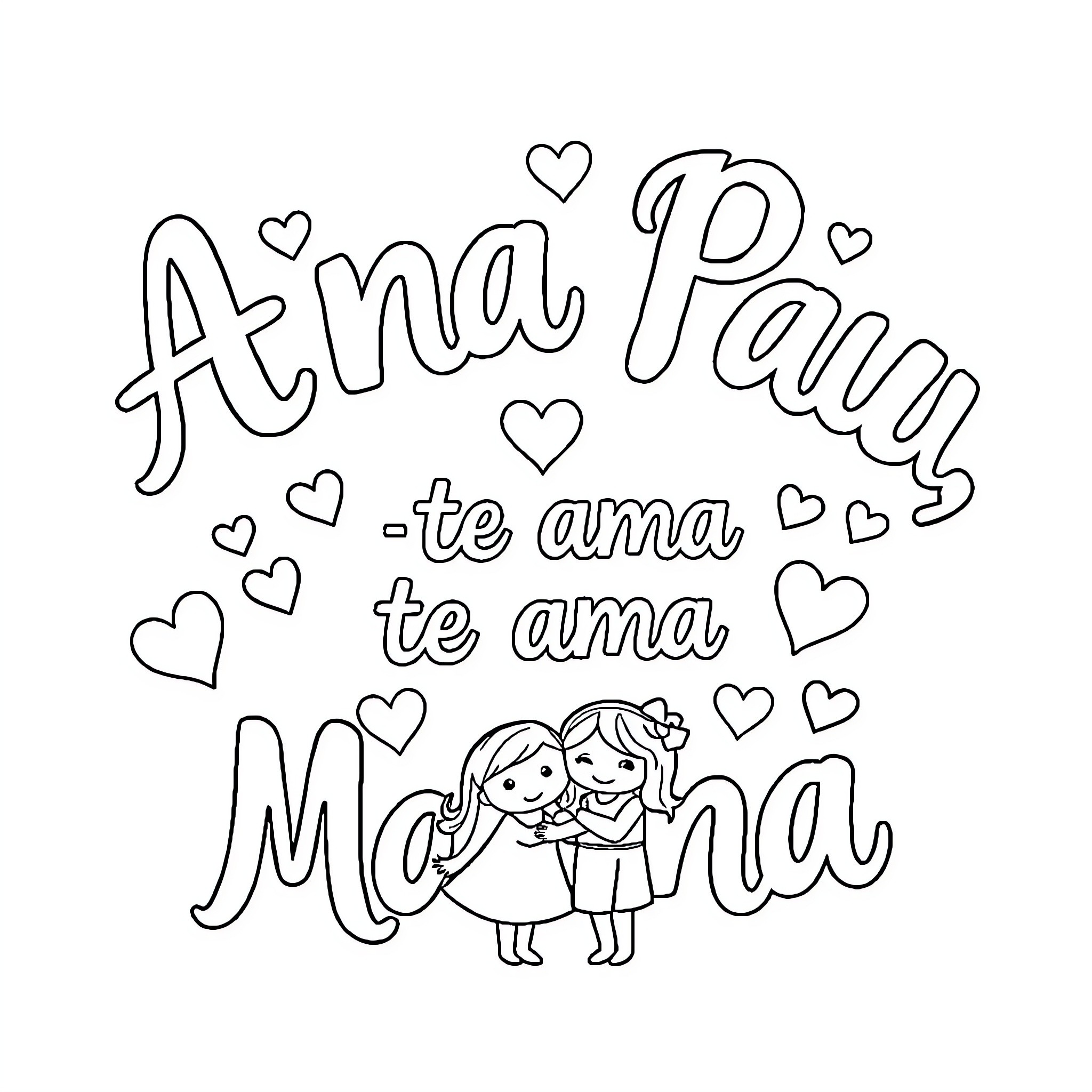 Sign of affection and motherly love Coloring Page (free black-and-white line drawing printable PDF for all, from beginners to advanced learners, including children, teens, adults, and seniors)