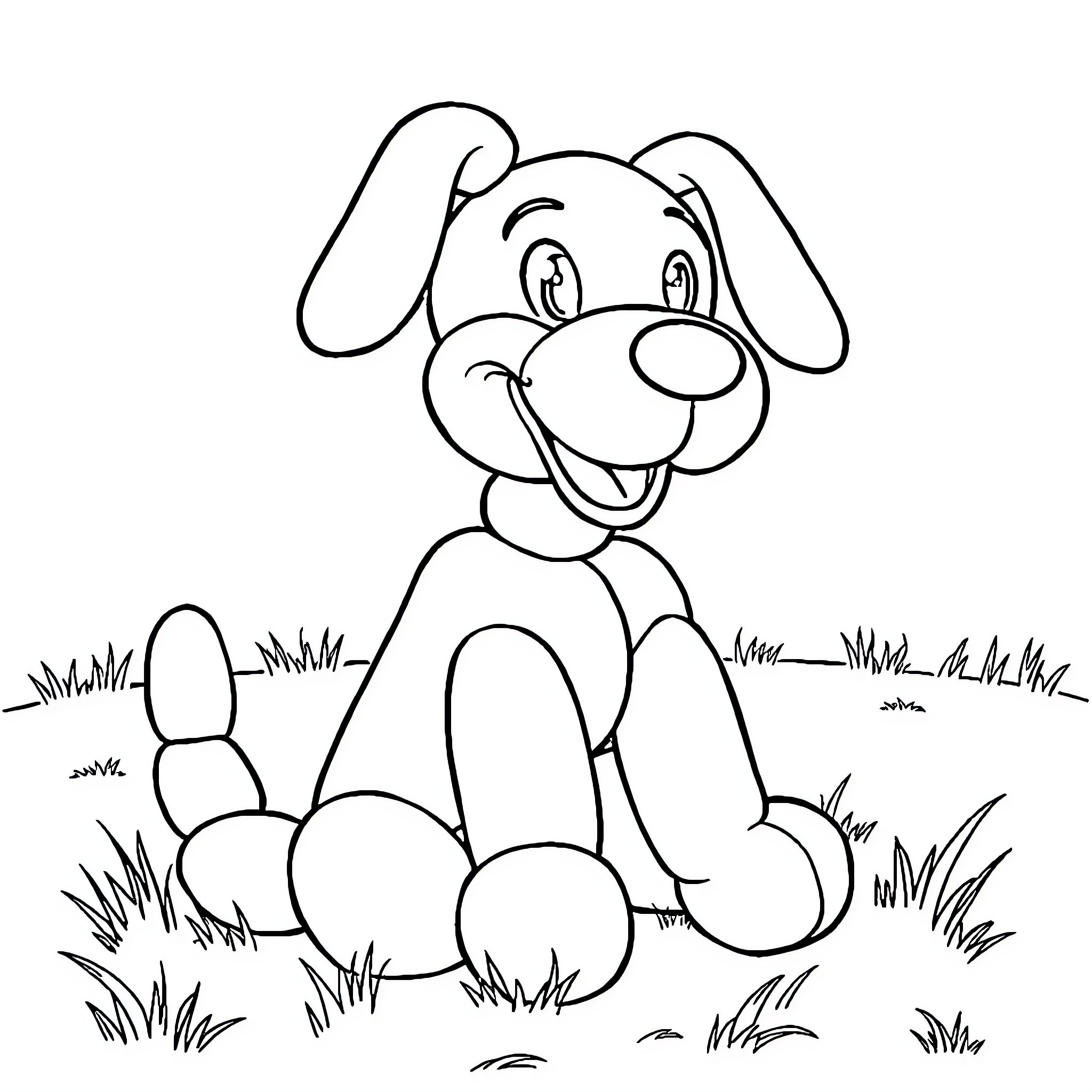 Balloon Dog playing happily in the park Coloring Page (free black-and-white line drawing printable PDF for all, from beginners to advanced learners, including children, teens, adults, and seniors)