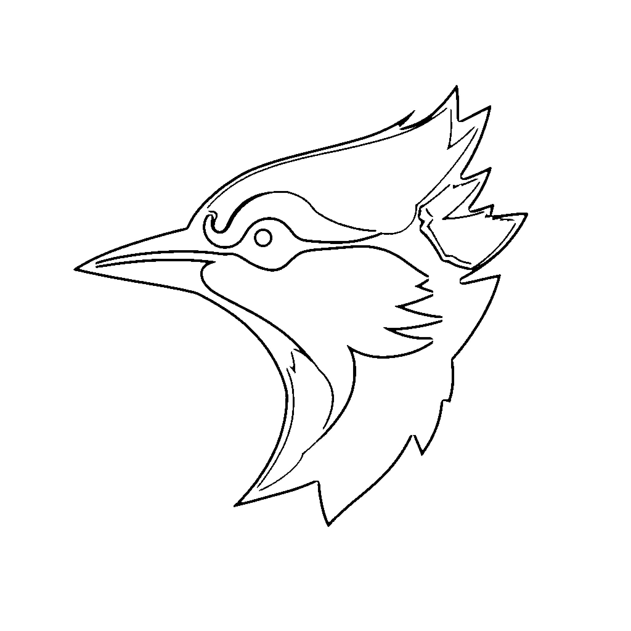 Blue Jay Silhouette Coloring Page (free black-and-white line drawing printable PDF for all, from beginners to advanced learners, including children, teens, adults, and seniors)