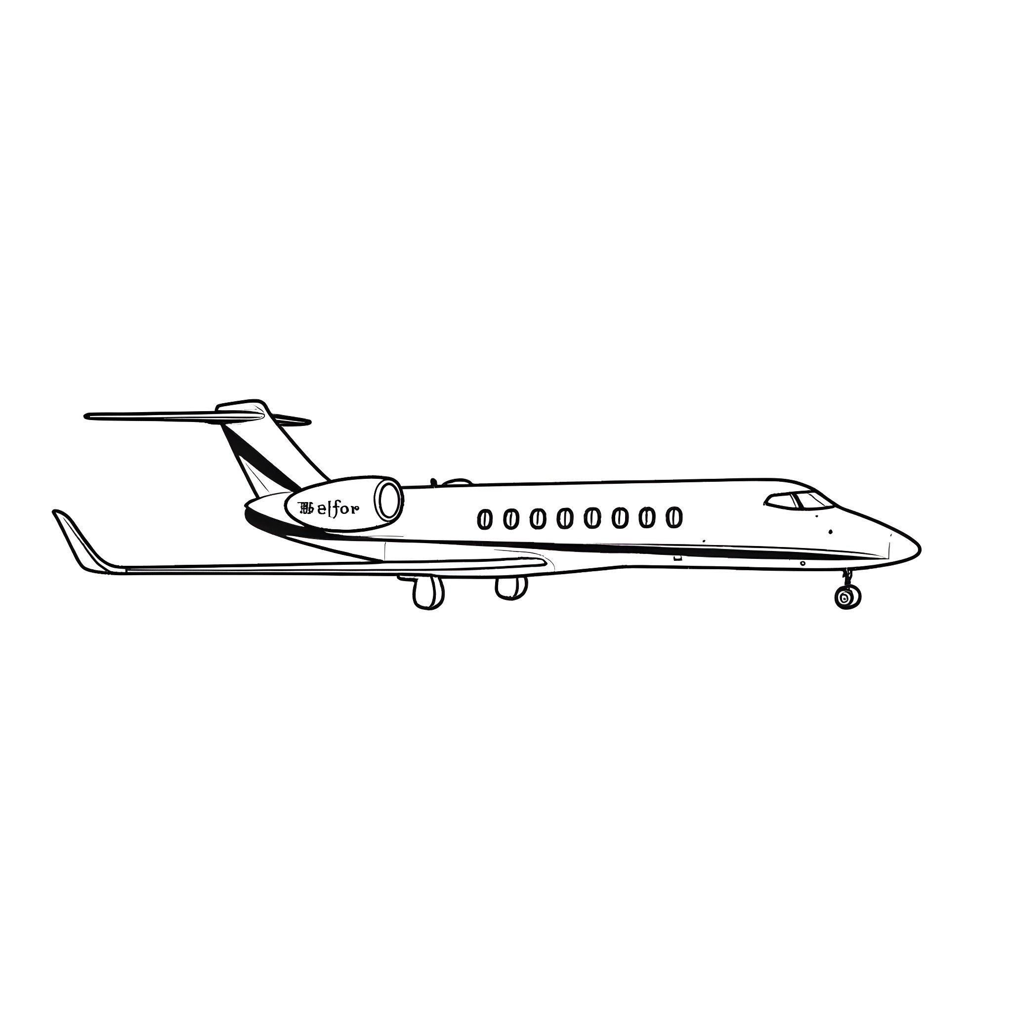 Belfor private jet in flight Coloring Page (free black-and-white line drawing printable PDF for all, from beginners to advanced learners, including children, teens, adults, and seniors)