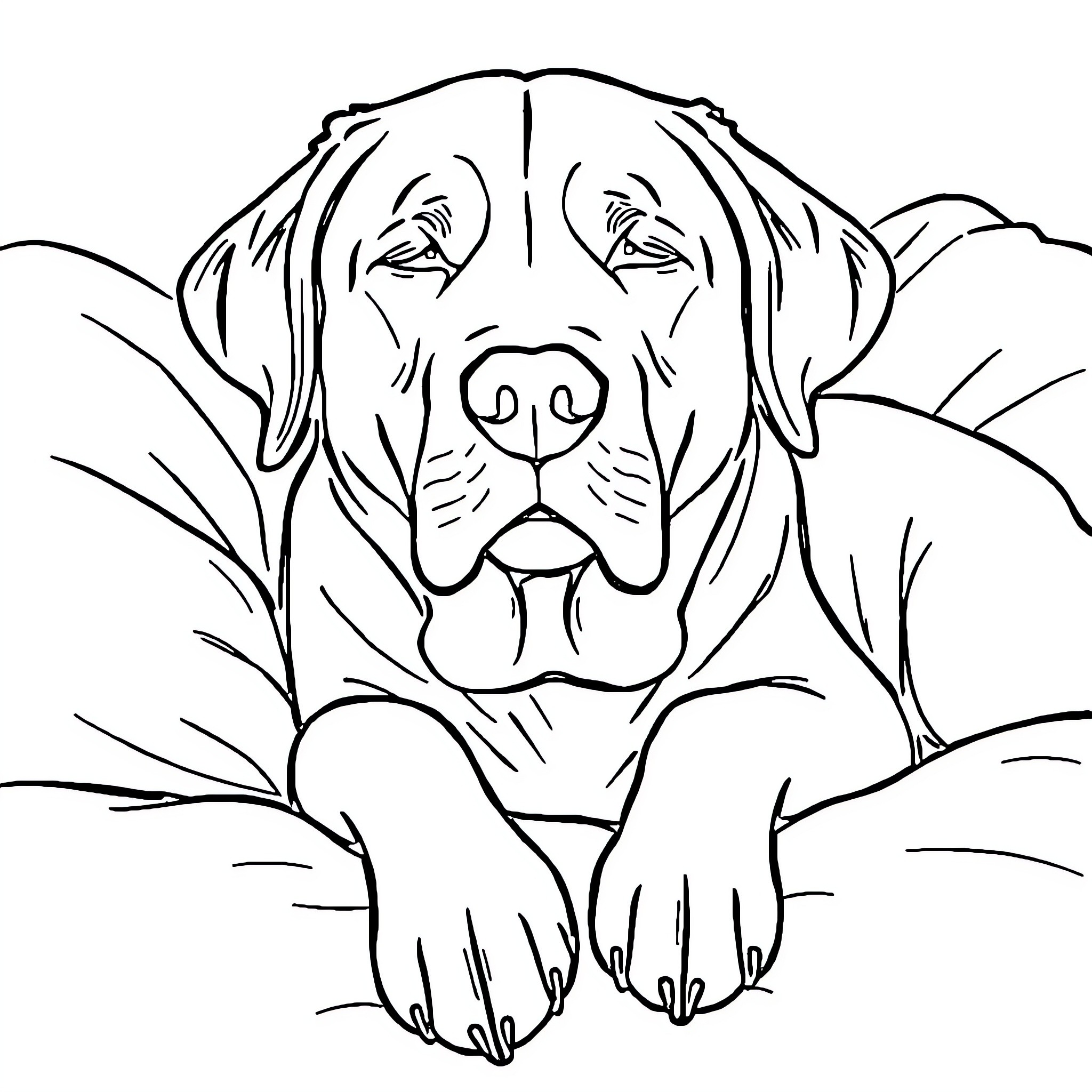 Labrador dog sitting in nature Coloring Page (free black-and-white line drawing printable PDF for all, from beginners to advanced learners, including children, teens, adults, and seniors)