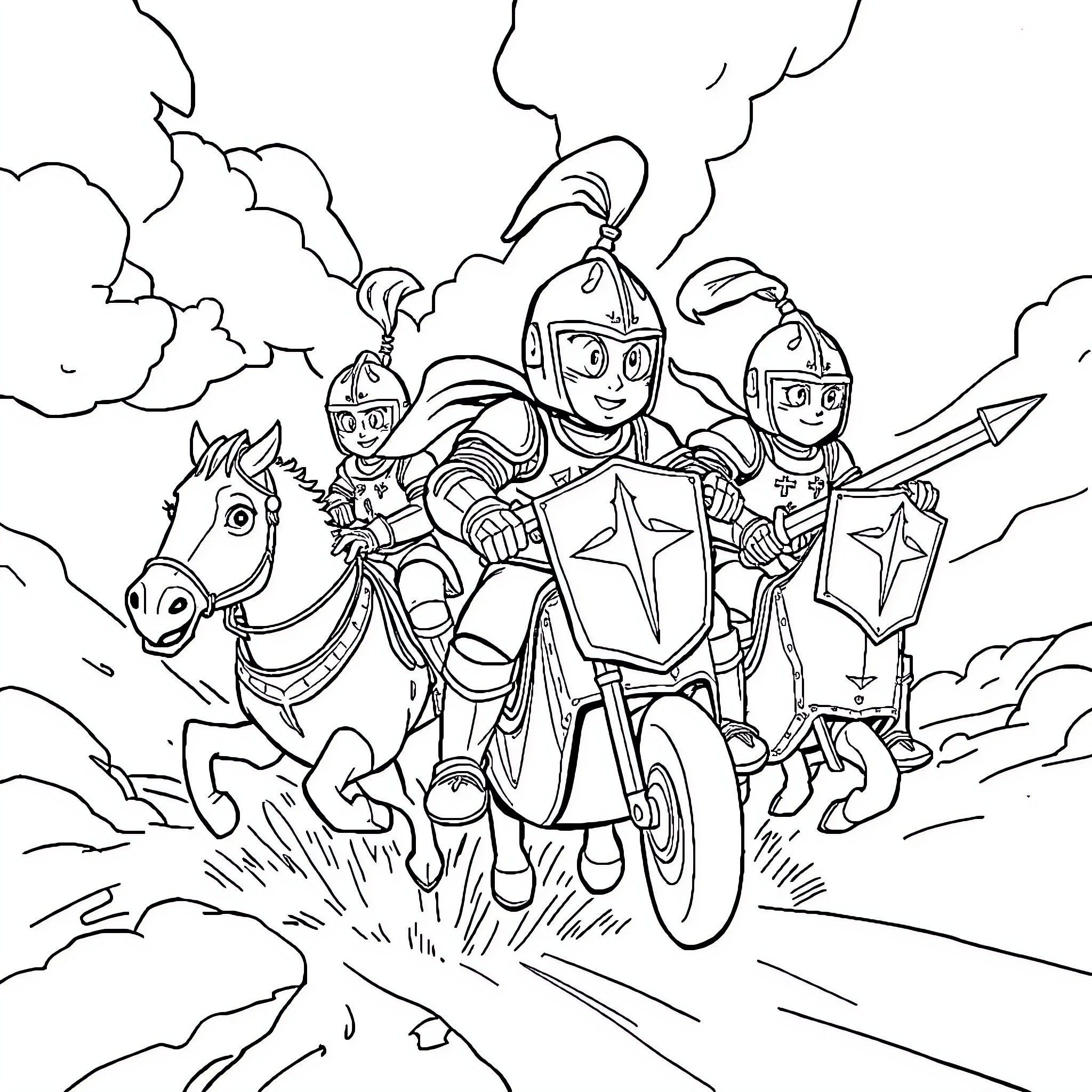 Paw Patrol on a Heroic Adventure Coloring Page (free black-and-white line drawing printable PDF for all, from beginners to advanced learners, including children, teens, adults, and seniors)