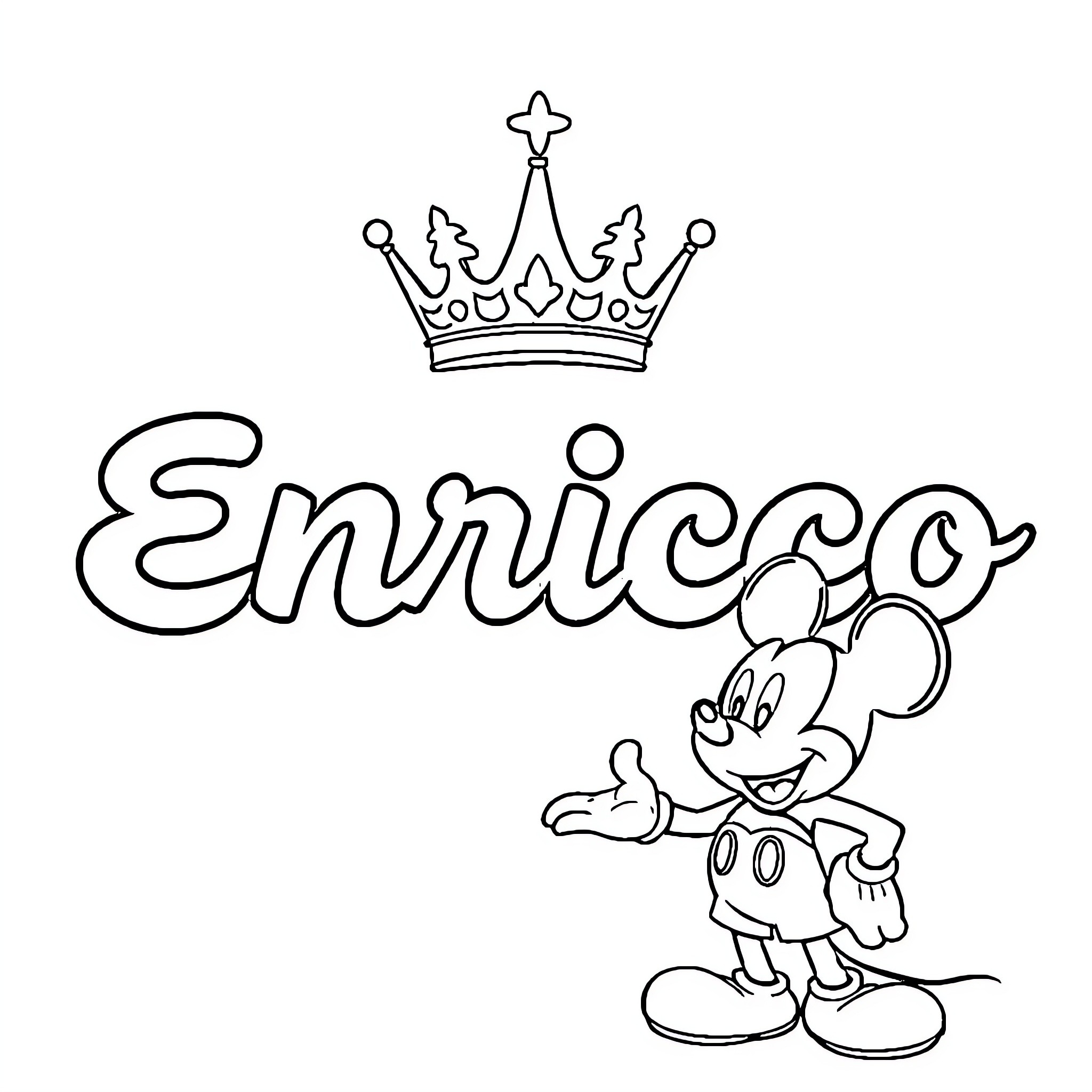 Crown decorated with cartoon character Coloring Page (free black-and-white line drawing printable PDF for all, from beginners to advanced learners, including children, teens, adults, and seniors)