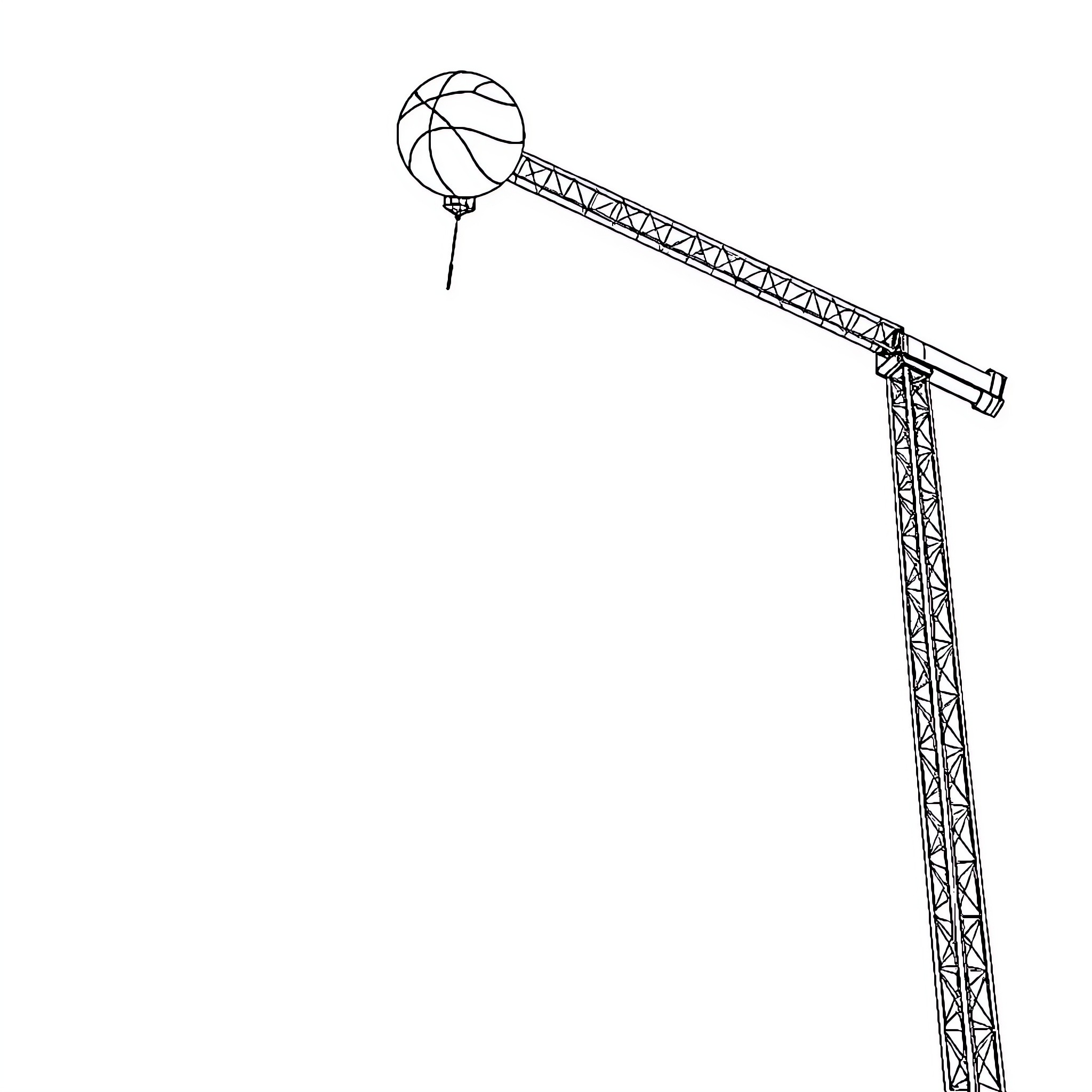 Crane lifting heavy load Coloring Page (free black-and-white line drawing printable PDF for all, from beginners to advanced learners, including children, teens, adults, and seniors)