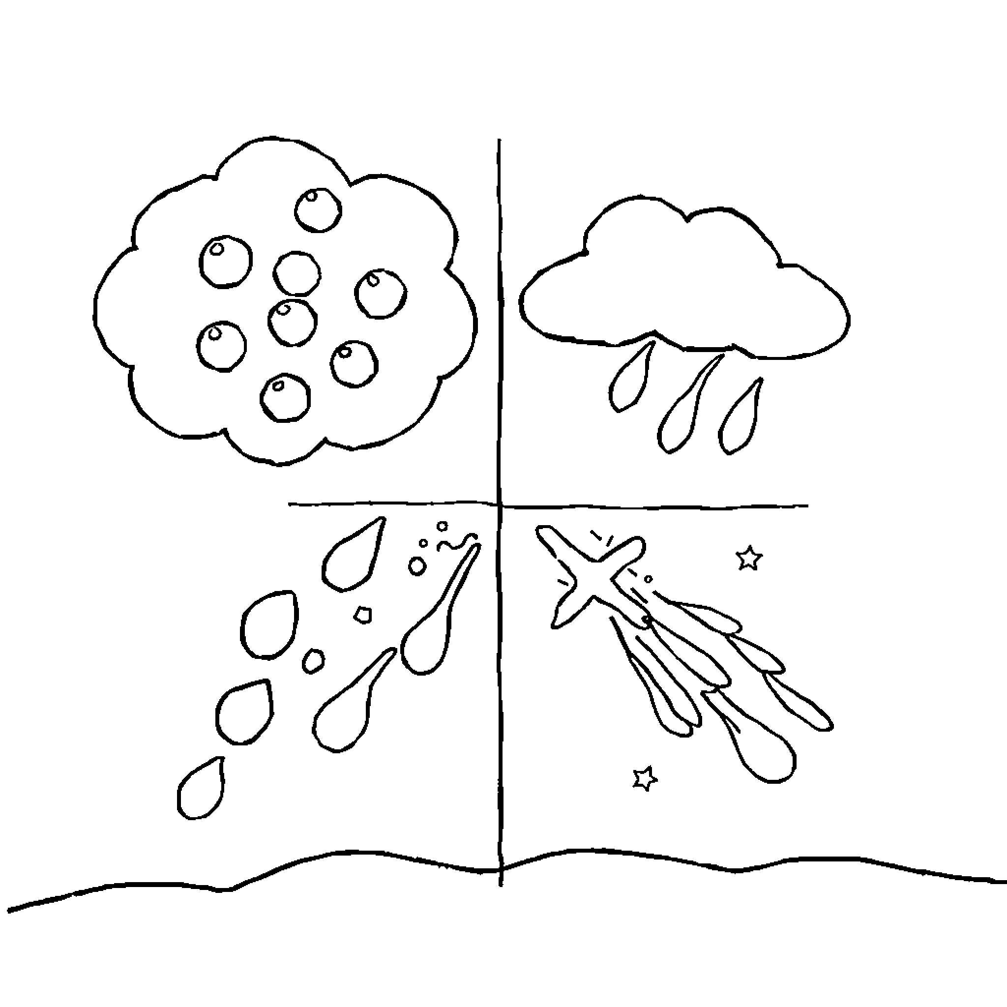 Weather elements in simple sketch Coloring Page (free black-and-white line drawing printable PDF for all, from beginners to advanced learners, including children, teens, adults, and seniors)