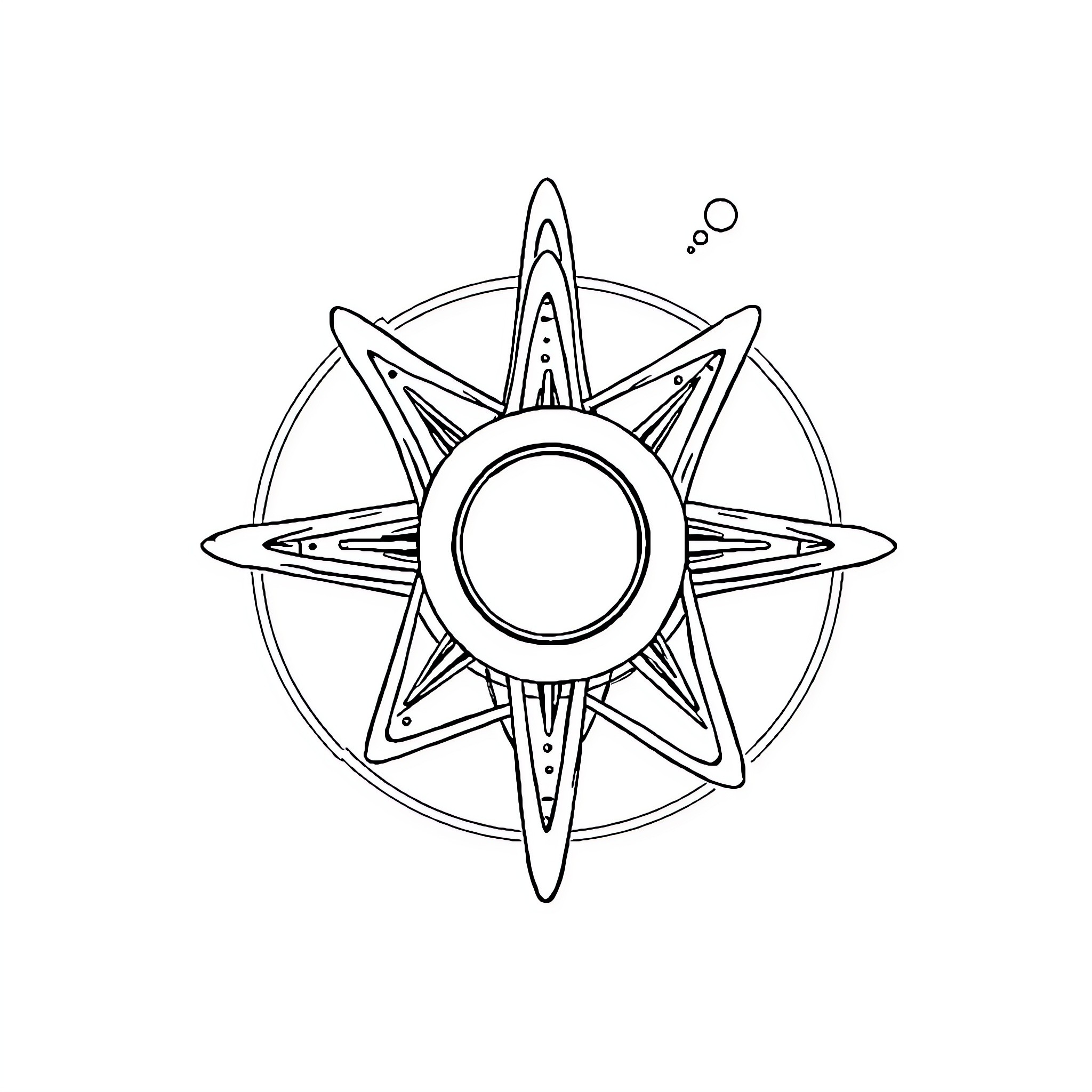 Átomo with abstract cosmic design Coloring Page (free black-and-white line drawing printable PDF for all, from beginners to advanced learners, including children, teens, adults, and seniors)