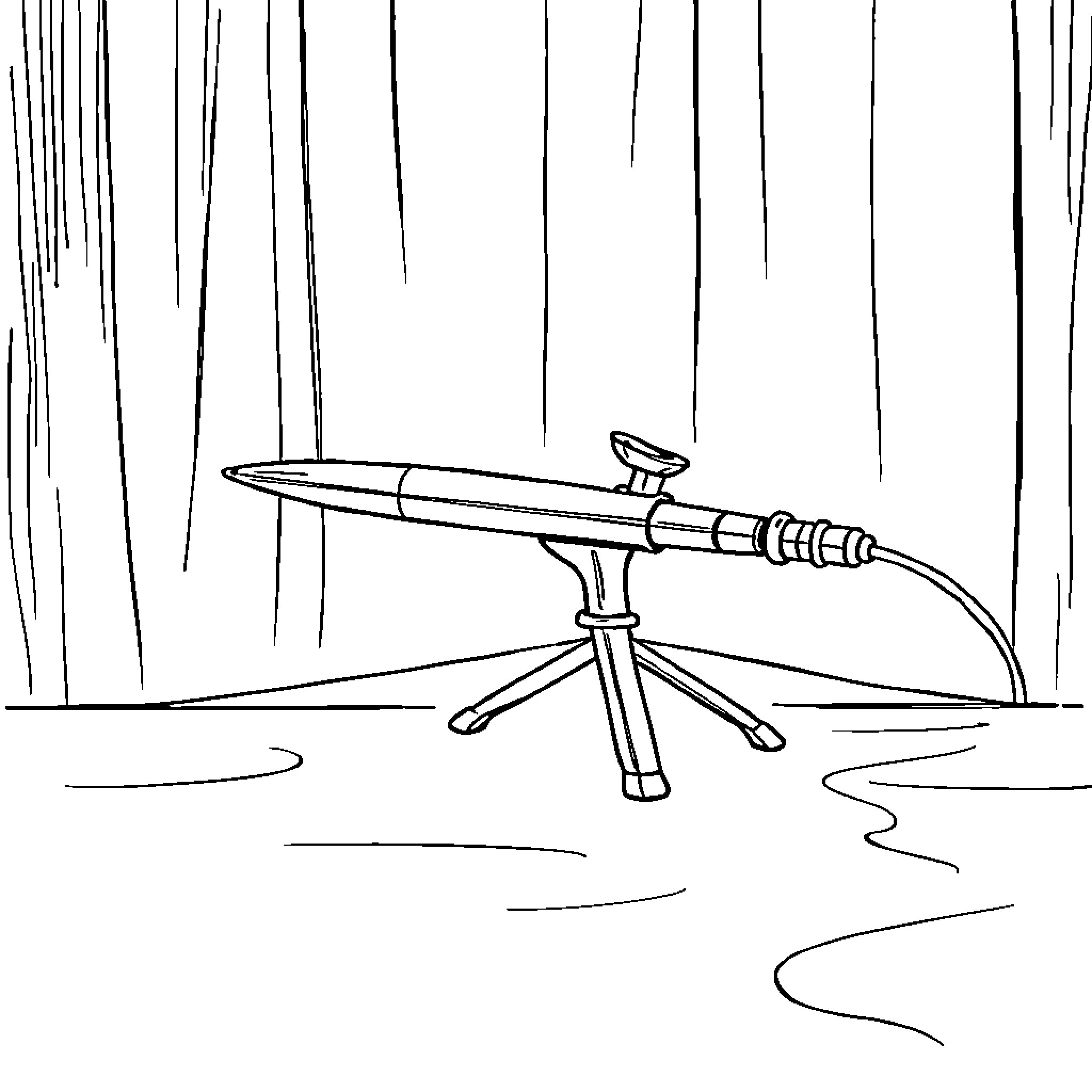 Airbrush tool on wooden background Coloring Page (free black-and-white line drawing printable PDF for all, from beginners to advanced learners, including children, teens, adults, and seniors)