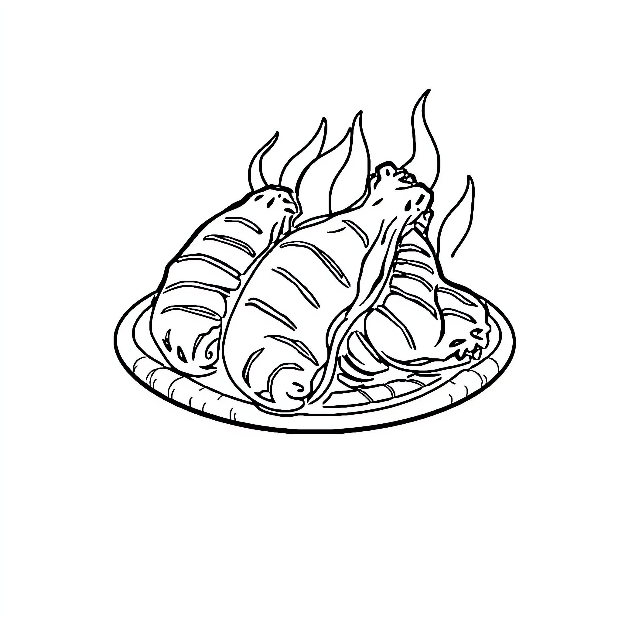 Alitas - Delicious Baked Chicken Wings on Plate Coloring Page (free black-and-white line drawing printable PDF for all, from beginners to advanced learners, including children, teens, adults, and seniors)