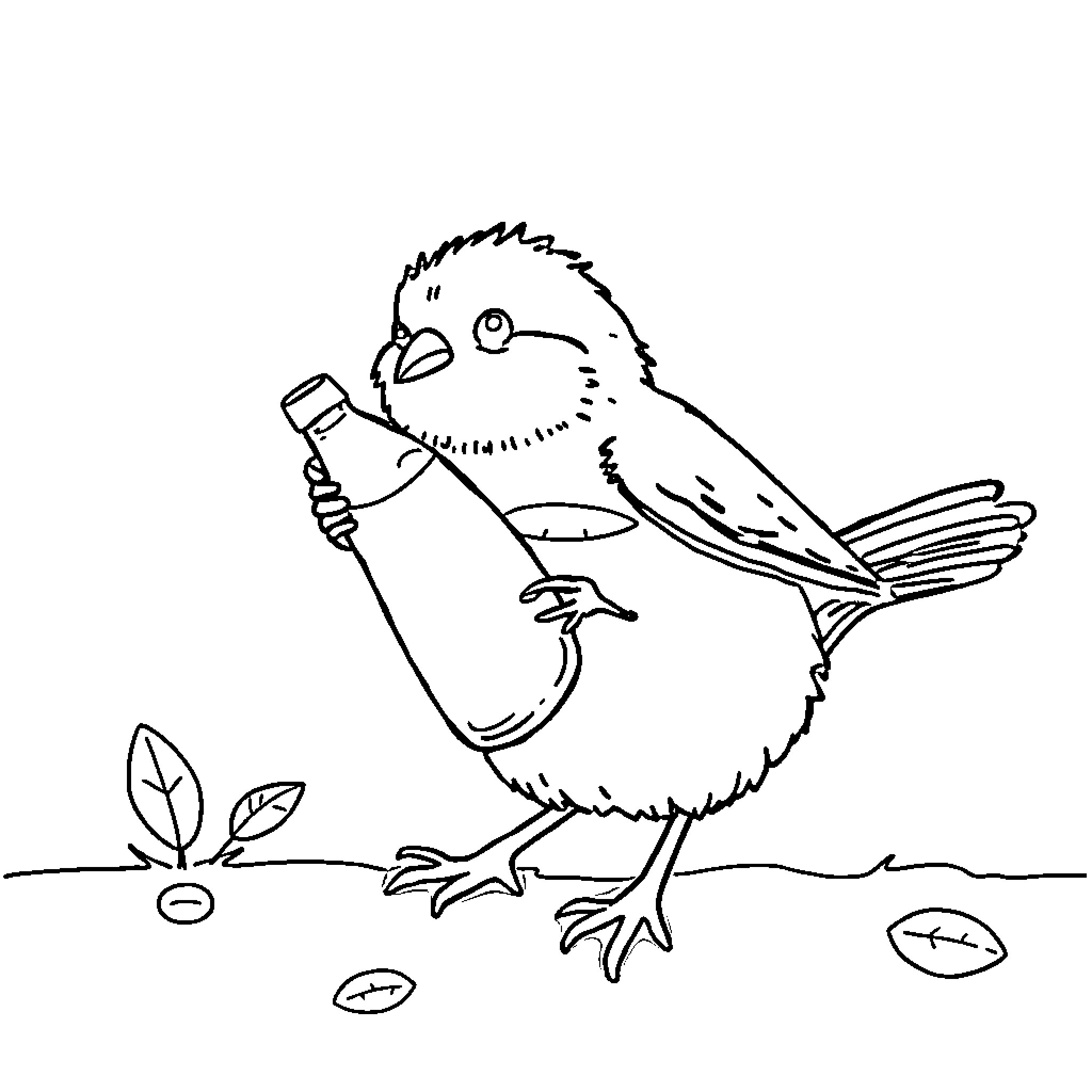 Bat Painting a Picture of Nature Coloring Page (free black-and-white line drawing printable PDF for all, from beginners to advanced learners, including children, teens, adults, and seniors)