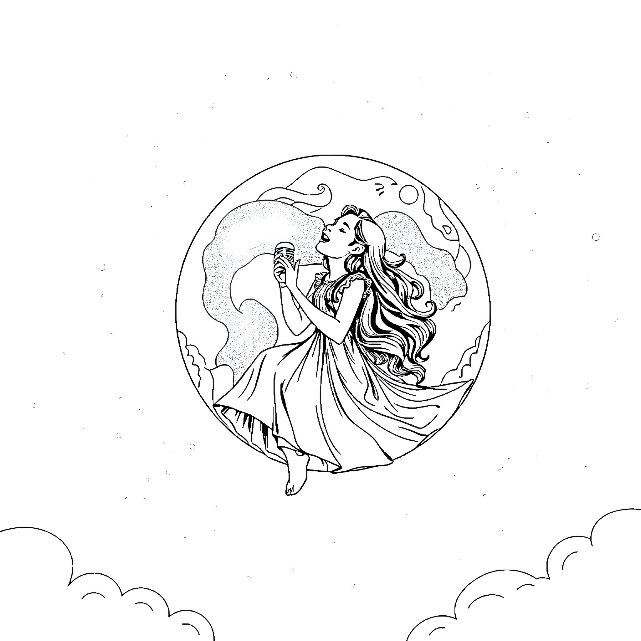 Olivia Rodrigo singing passionately on stage Coloring Page (free black-and-white line drawing printable PDF for all, from beginners to advanced learners, including children, teens, adults, and seniors)