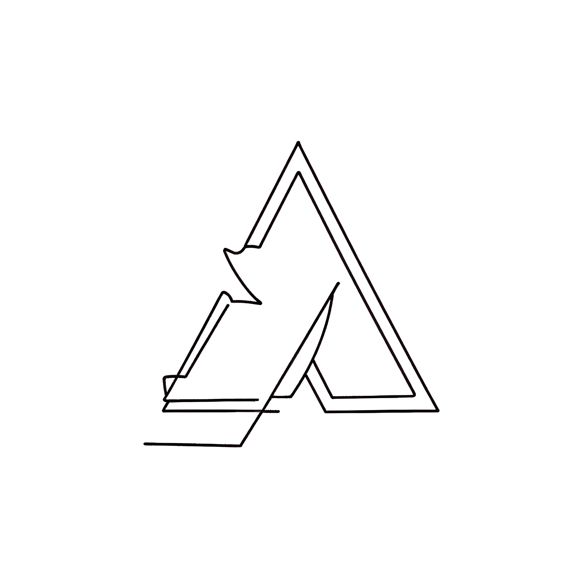 Delta-Tech Geometric Abstract Line Art Coloring Page (free black-and-white line drawing printable PDF for all, from beginners to advanced learners, including children, teens, adults, and seniors)