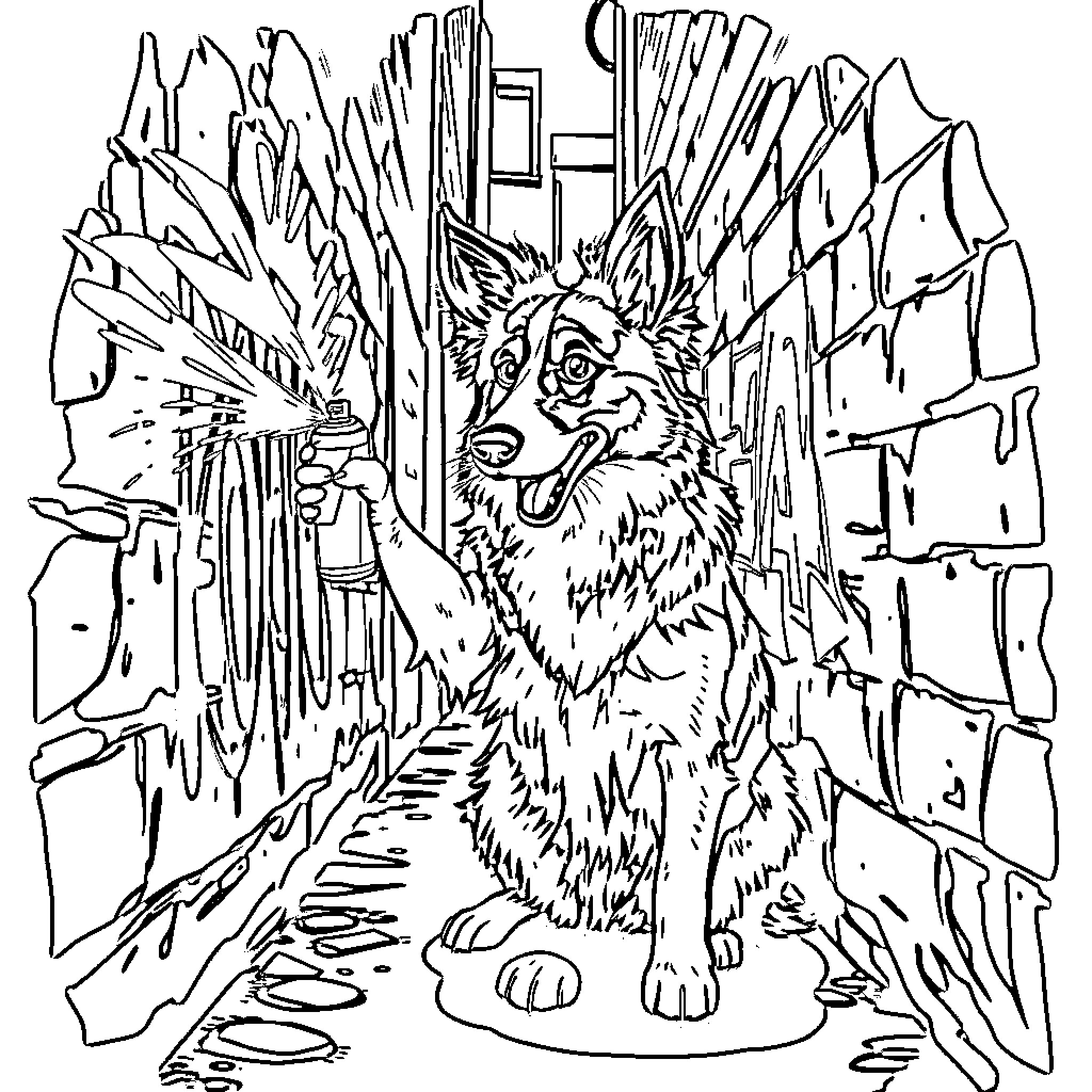 Border Collie exploring a wintry landscape Coloring Page (free black-and-white line drawing printable PDF for all, from beginners to advanced learners, including children, teens, adults, and seniors)