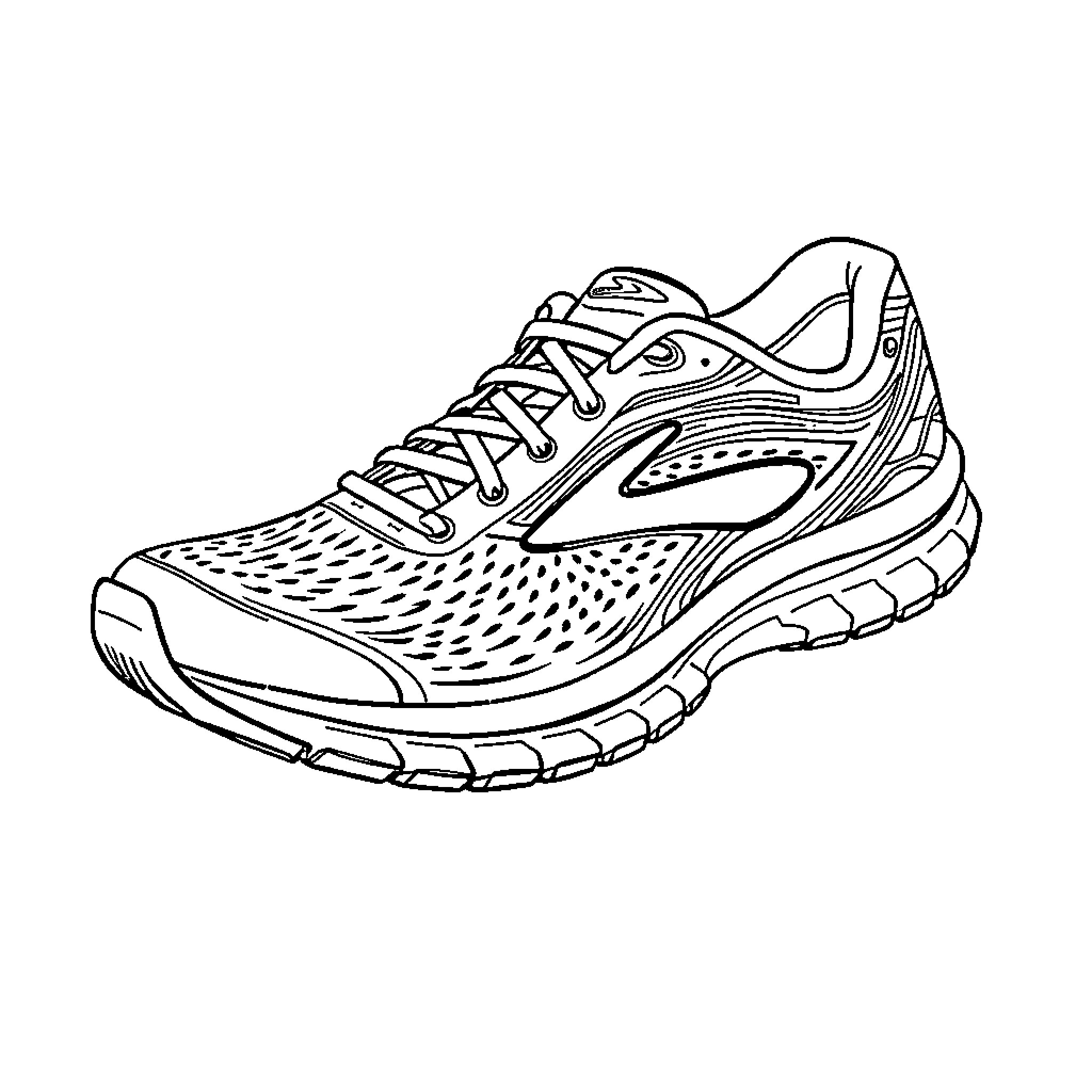 Shoe design with laced pattern and sole Coloring Page (free black-and-white line drawing printable PDF for all, from beginners to advanced learners, including children, teens, adults, and seniors)