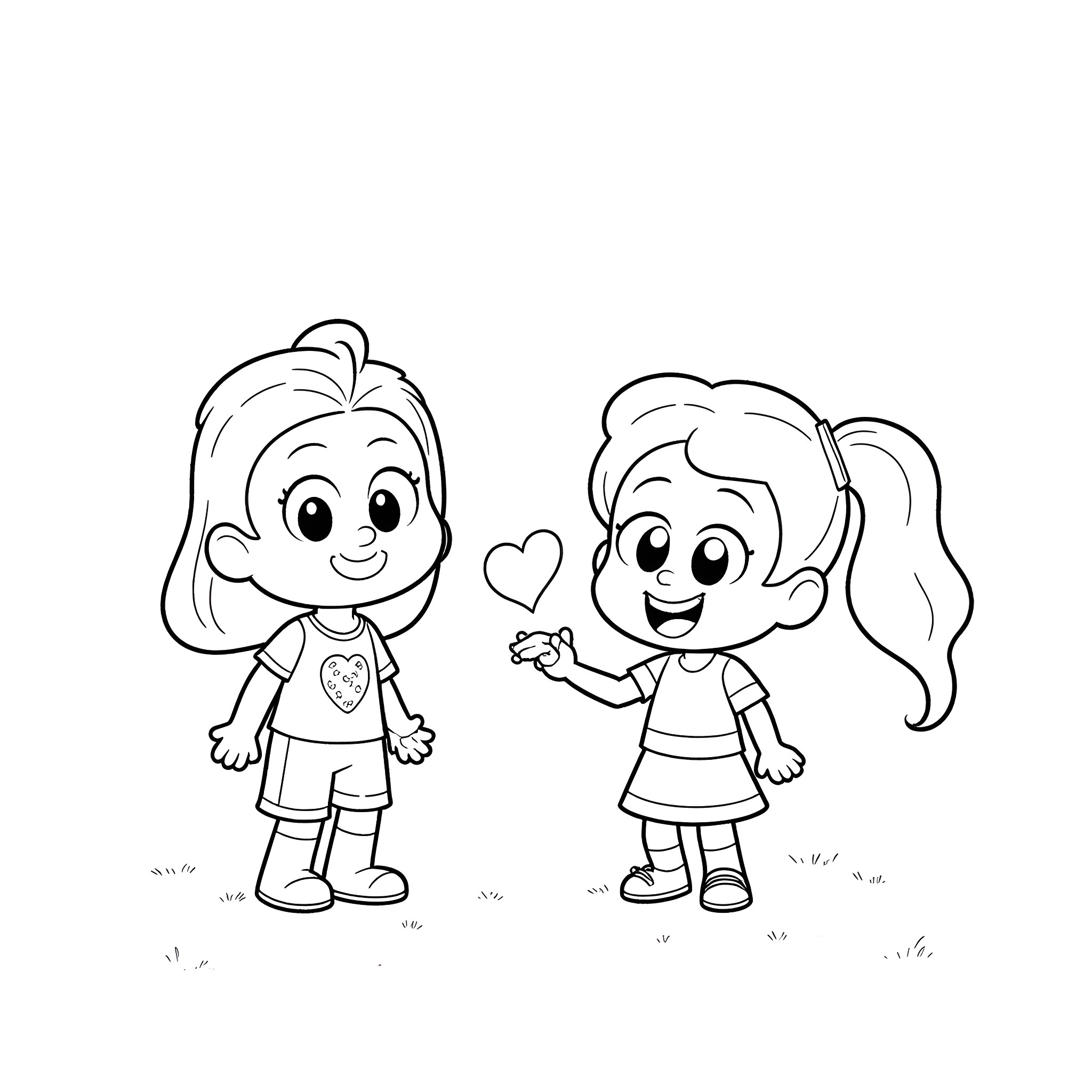 Steven Universe characters playing happily together Coloring Page (free black-and-white line drawing printable PDF for all, from beginners to advanced learners, including children, teens, adults, and seniors)