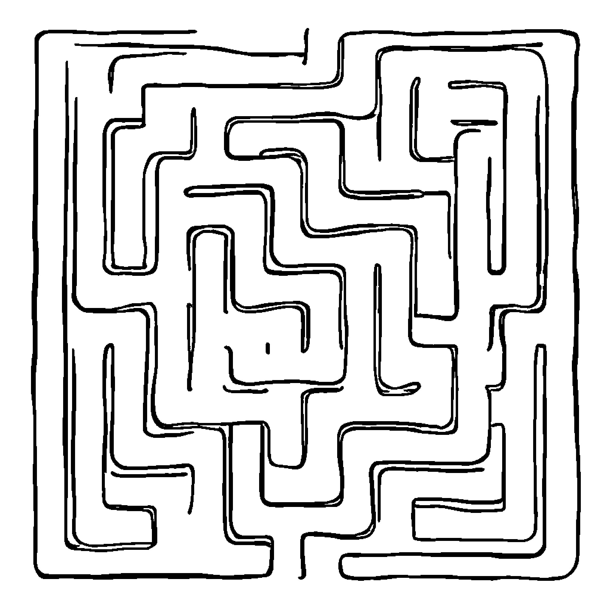 Maze of tangled, winding pathways Coloring Page (free black-and-white line drawing printable PDF for all, from beginners to advanced learners, including children, teens, adults, and seniors)
