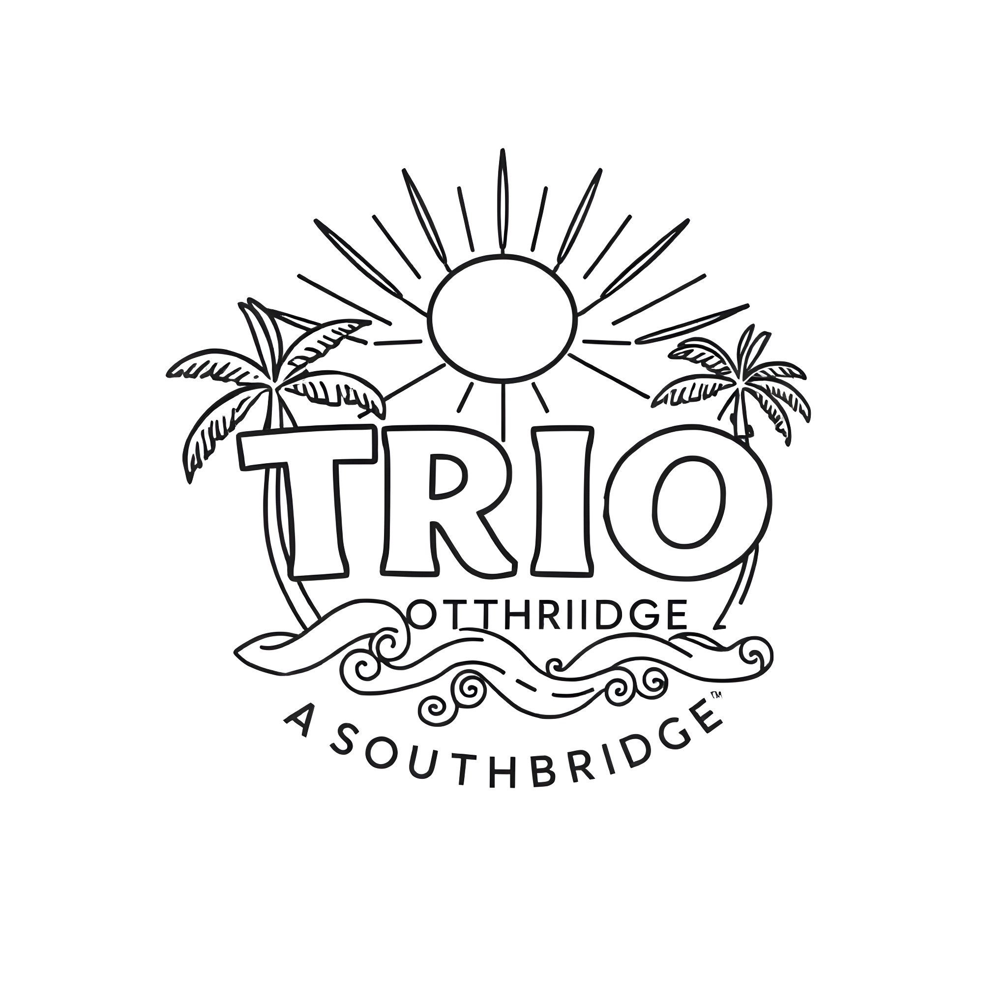 Logo for Trio Southridge Beach Resort Coloring Page (free black-and-white line drawing printable PDF for all, from beginners to advanced learners, including children, teens, adults, and seniors)