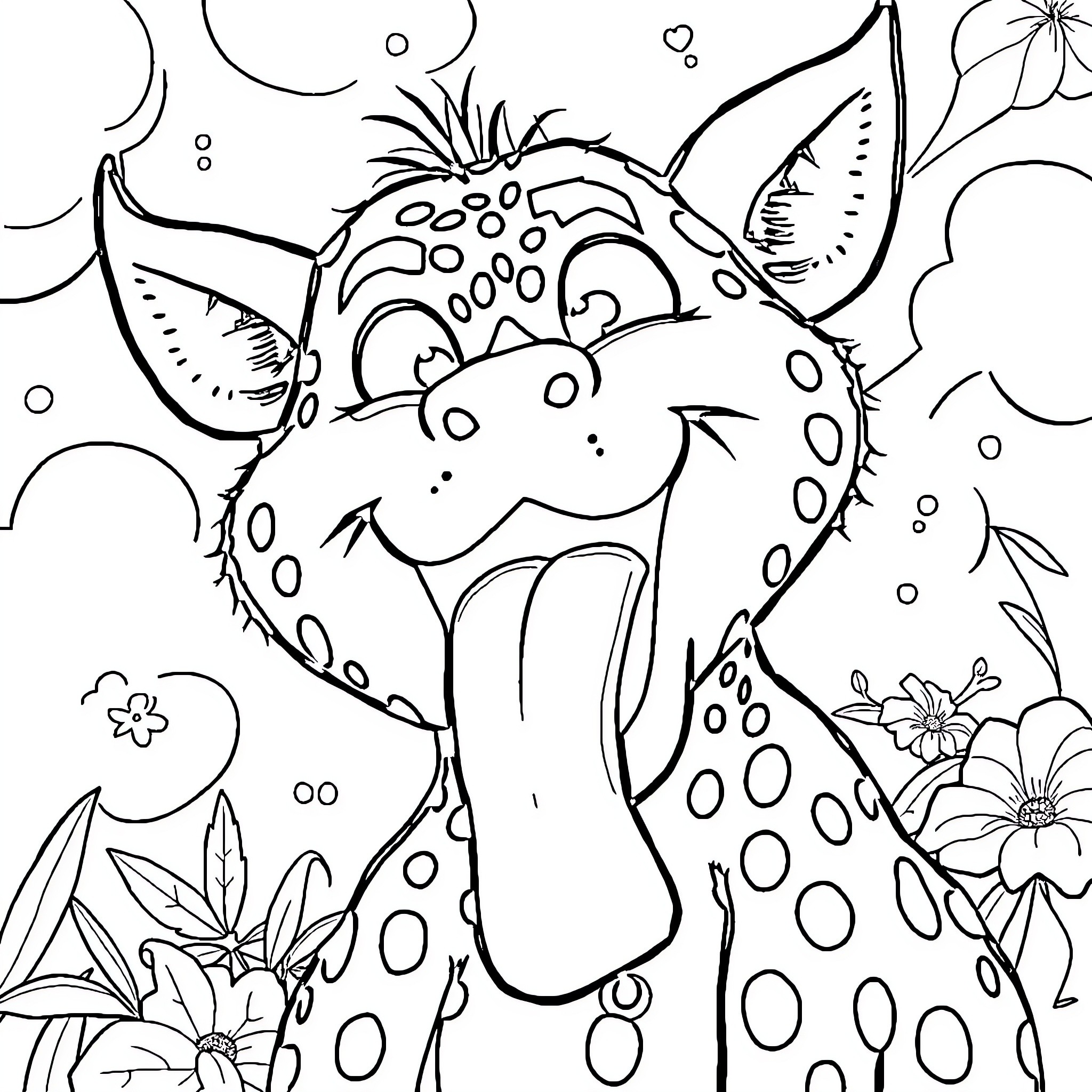 Labubu's Fun and Whimsical Adventure Coloring Page (free black-and-white line drawing printable PDF for all, from beginners to advanced learners, including children, teens, adults, and seniors)