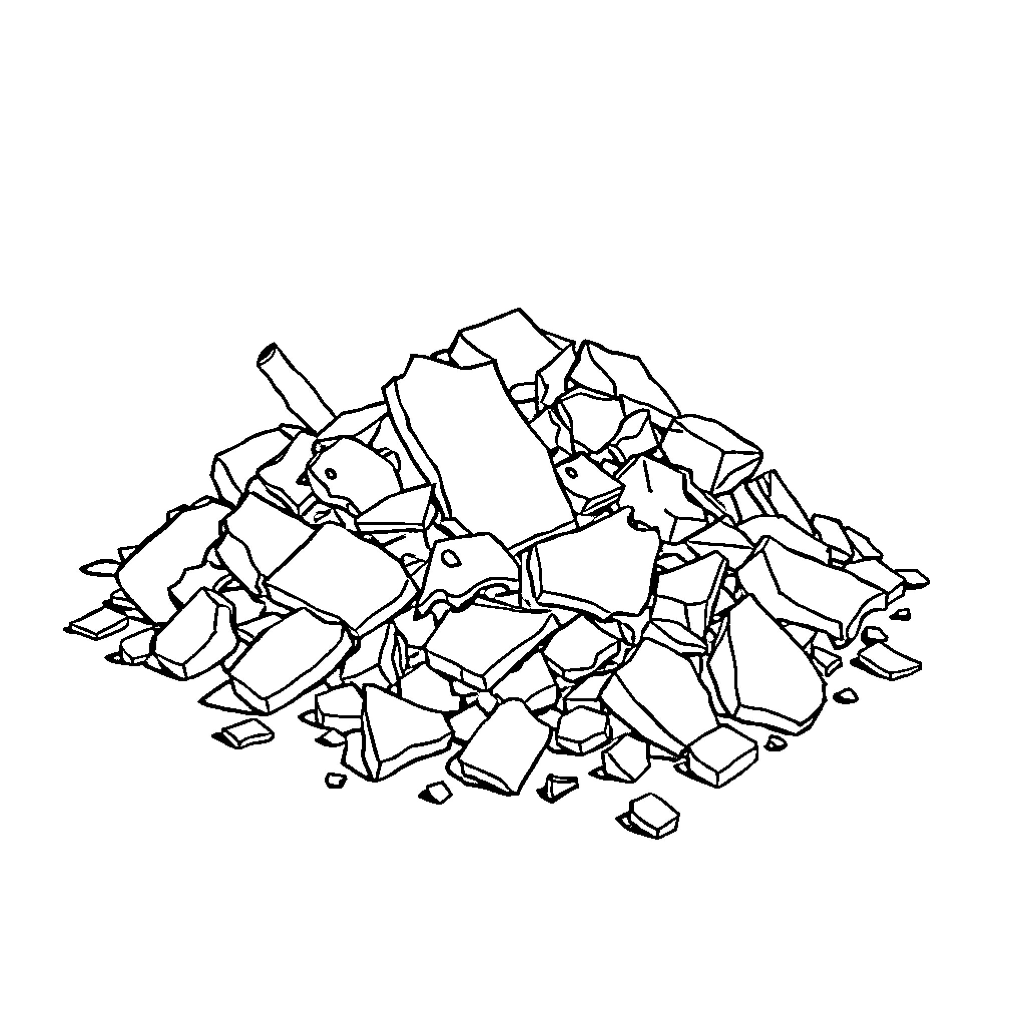 Thing made of broken shattered glass fragments Coloring Page (free black-and-white line drawing printable PDF for all, from beginners to advanced learners, including children, teens, adults, and seniors)
