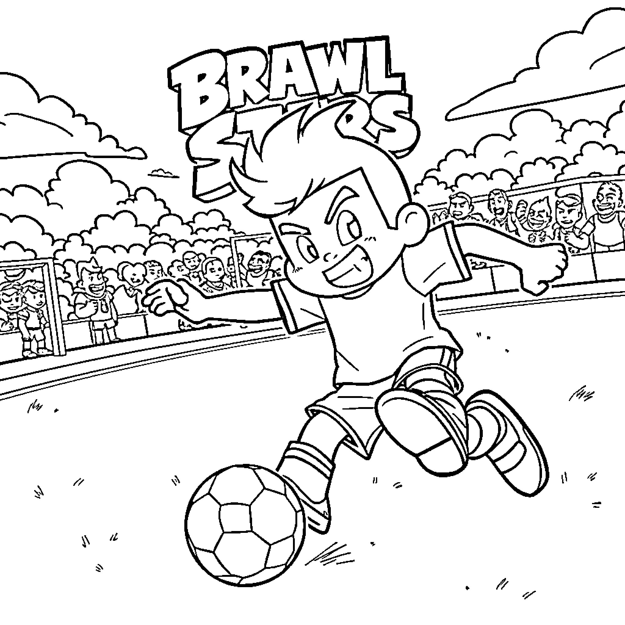 Carl playing soccer with an excited expression Coloring Page (free black-and-white line drawing printable PDF for all, from beginners to advanced learners, including children, teens, adults, and seniors)