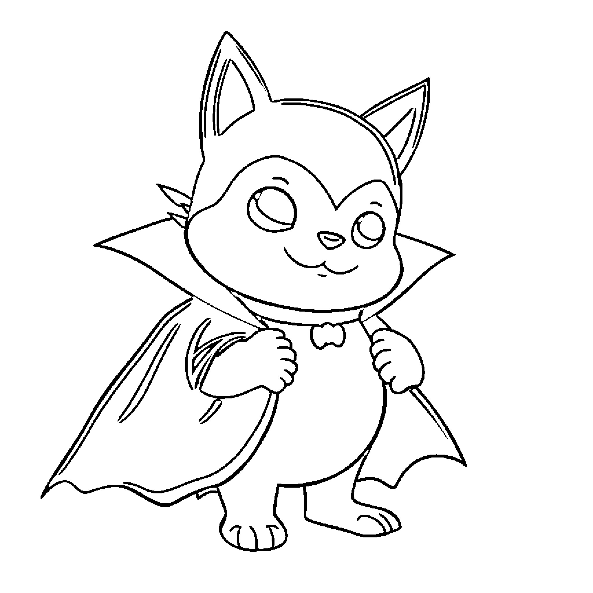 Keroppi the cute bat character Coloring Page (free black-and-white line drawing printable PDF for all, from beginners to advanced learners, including children, teens, adults, and seniors)