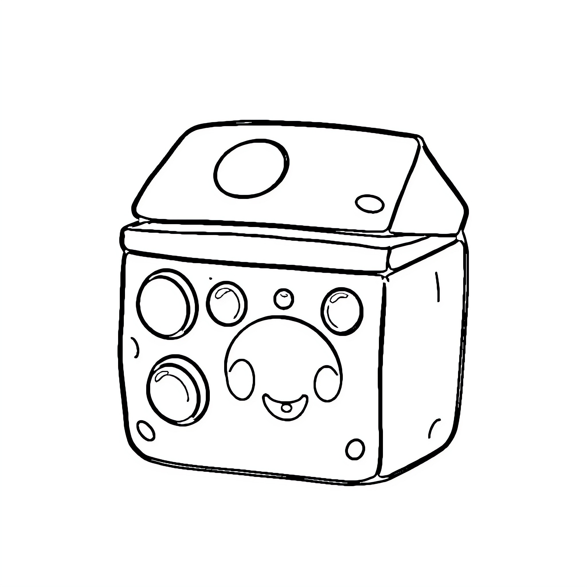 Wubbox with amusing expression Coloring Page (free black-and-white line drawing printable PDF for all, from beginners to advanced learners, including children, teens, adults, and seniors)