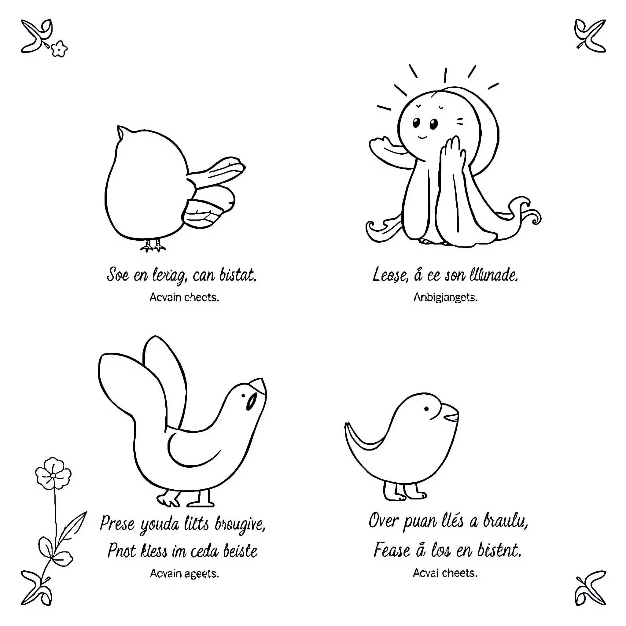 Biblical Verses Depicting Peaceful Animal Scenes Coloring Page (free black-and-white line drawing printable PDF for all, from beginners to advanced learners, including children, teens, adults, and seniors)