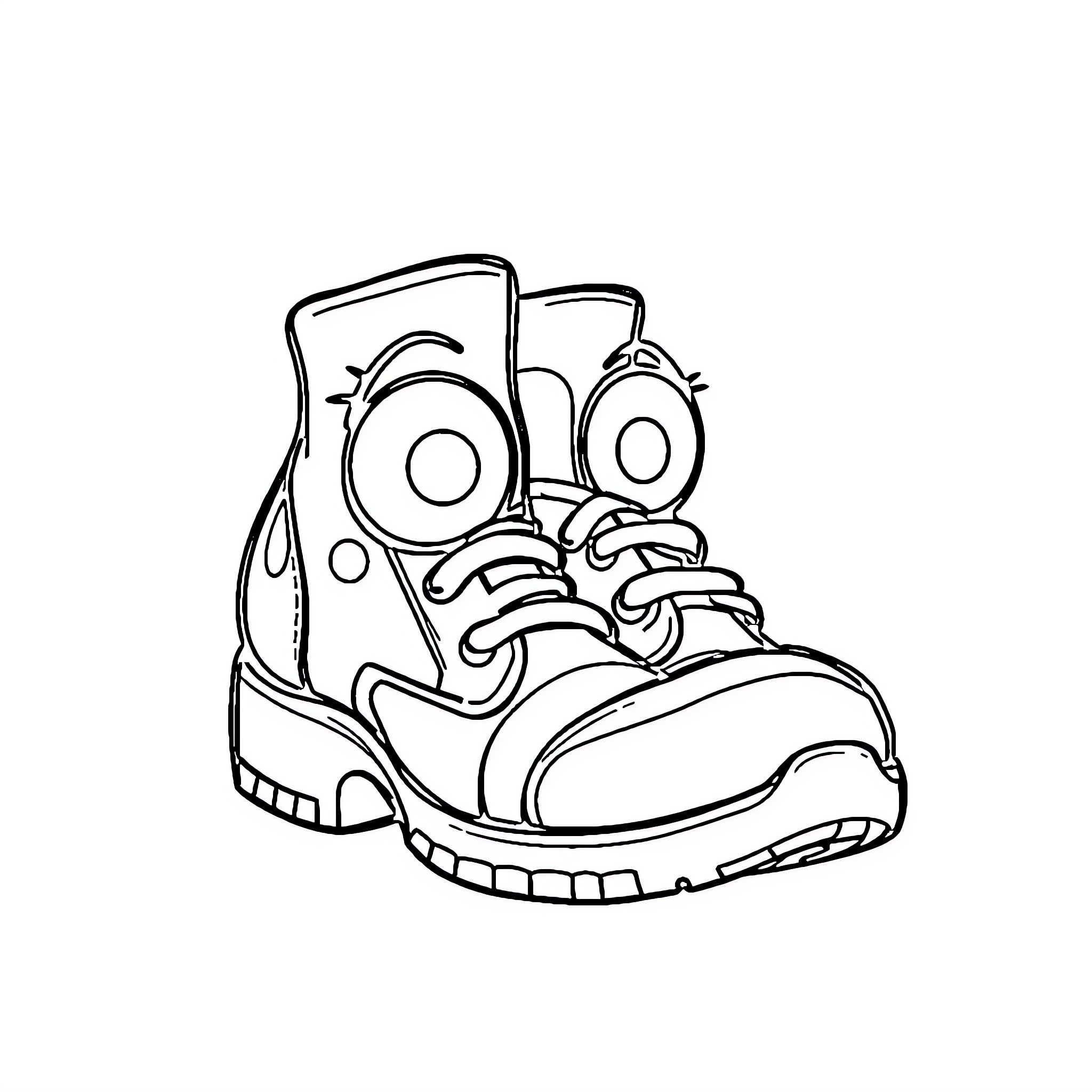 Shoe with Whimsical Expression Coloring Page (free black-and-white line drawing printable PDF for all, from beginners to advanced learners, including children, teens, adults, and seniors)