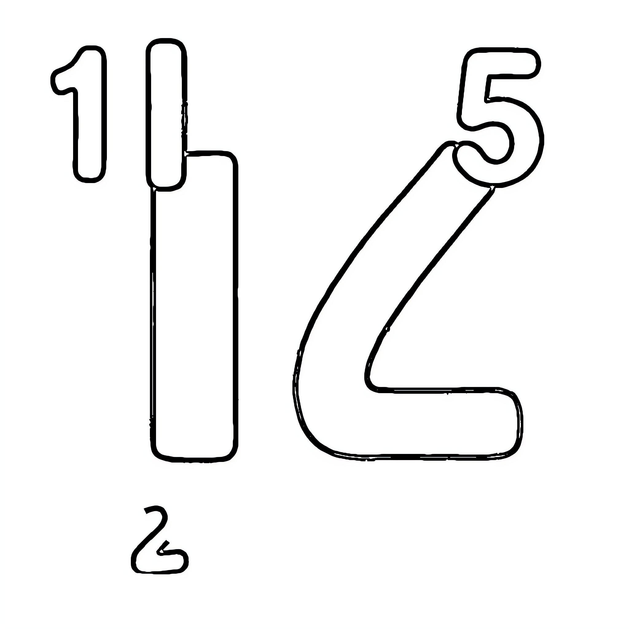 Place Value of Numbers Shown as Stylized Digits Coloring Page (free black-and-white line drawing printable PDF for all, from beginners to advanced learners, including children, teens, adults, and seniors)