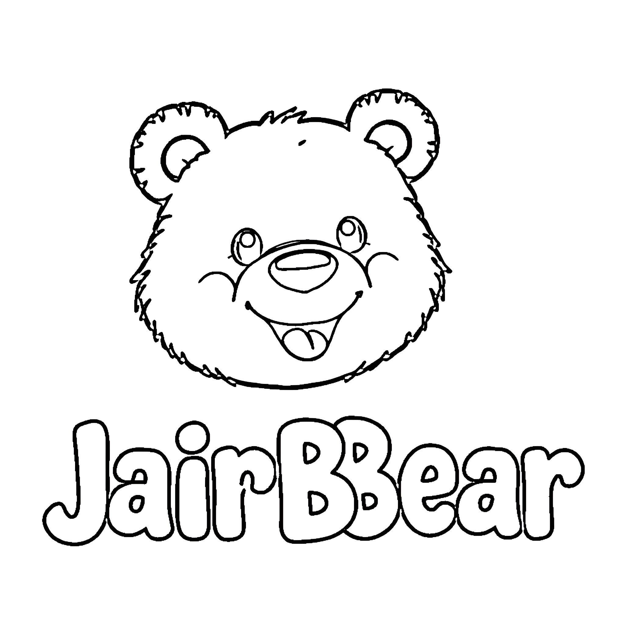 Bear with a Cheerful Expression Coloring Page (free black-and-white line drawing printable PDF for all, from beginners to advanced learners, including children, teens, adults, and seniors)