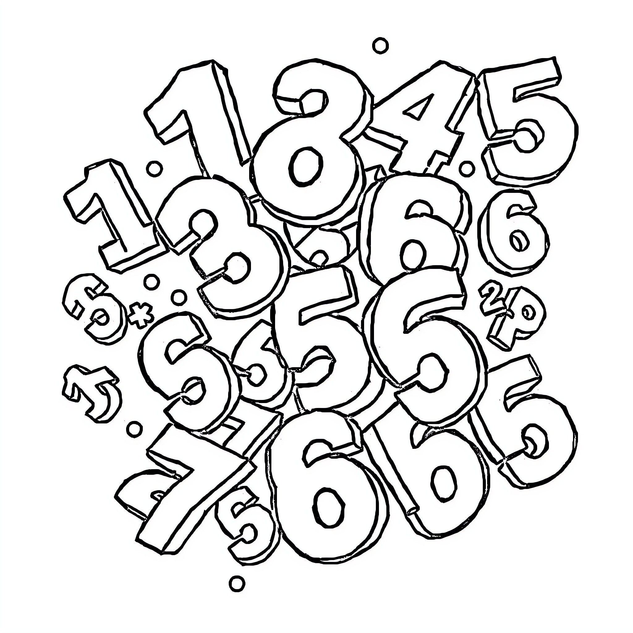 Eight Artistic Numerical Designs Coloring Page (free black-and-white line drawing printable PDF for all, from beginners to advanced learners, including children, teens, adults, and seniors)